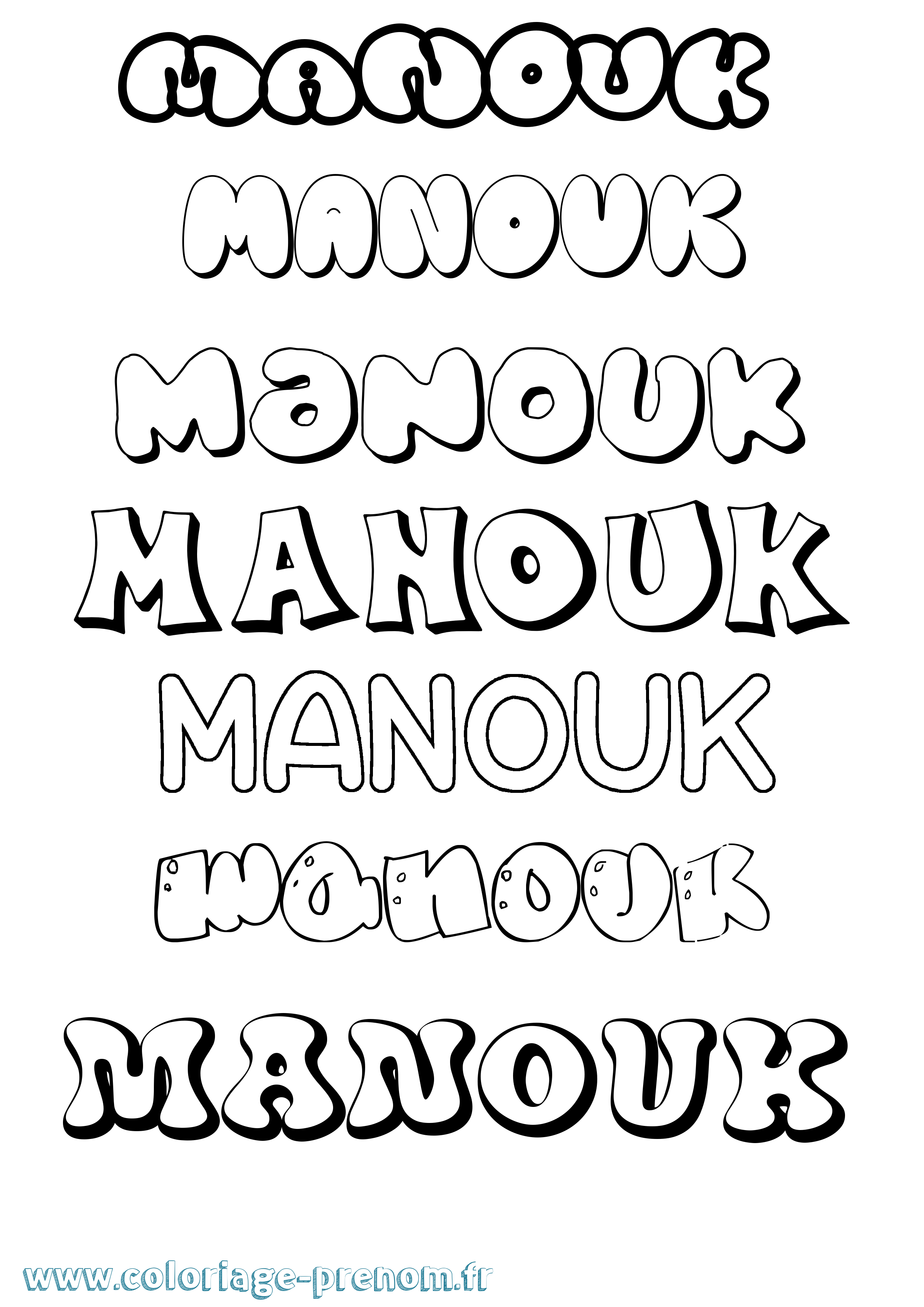 Coloriage Manouk Bubble Coloriage prénom Manouk Bubble