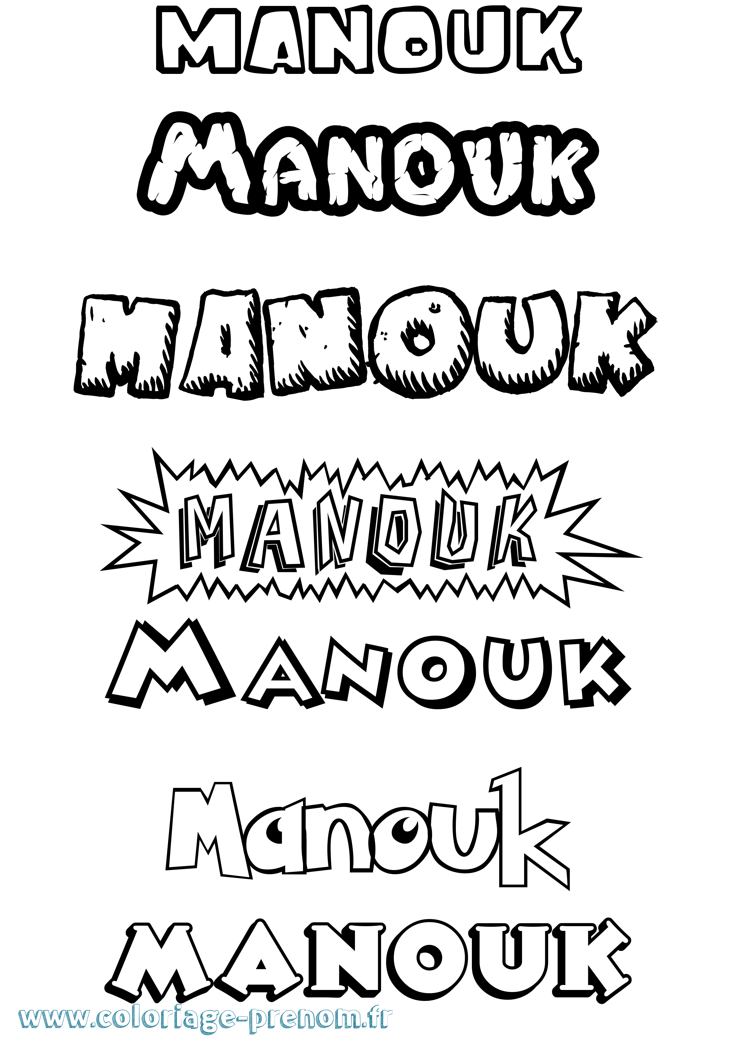 Coloriage Manouk Dessin Animé Coloriage prénom Manouk Dessin Animé