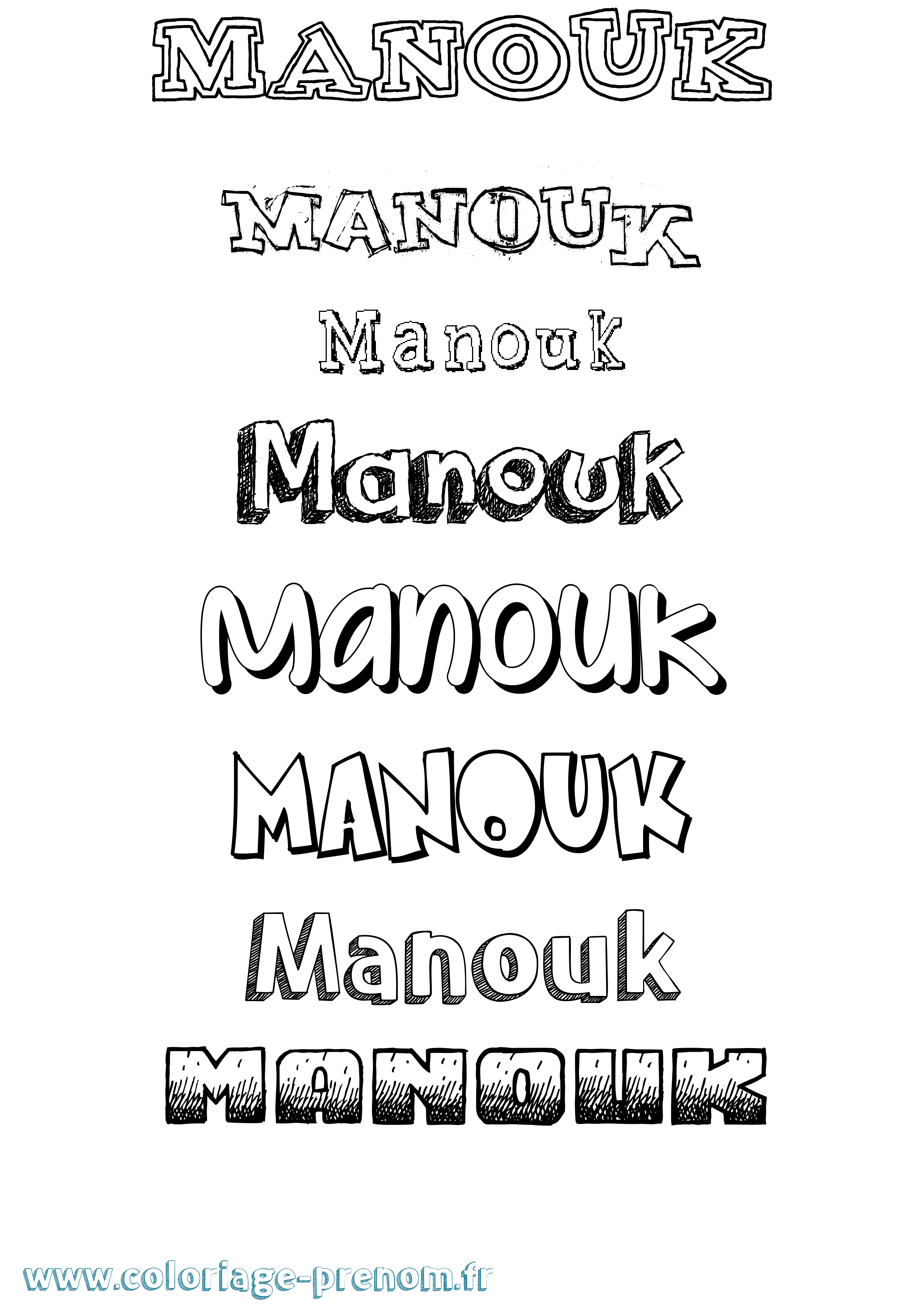 Coloriage Manouk Dessiné Coloriage prénom Manouk Dessiné