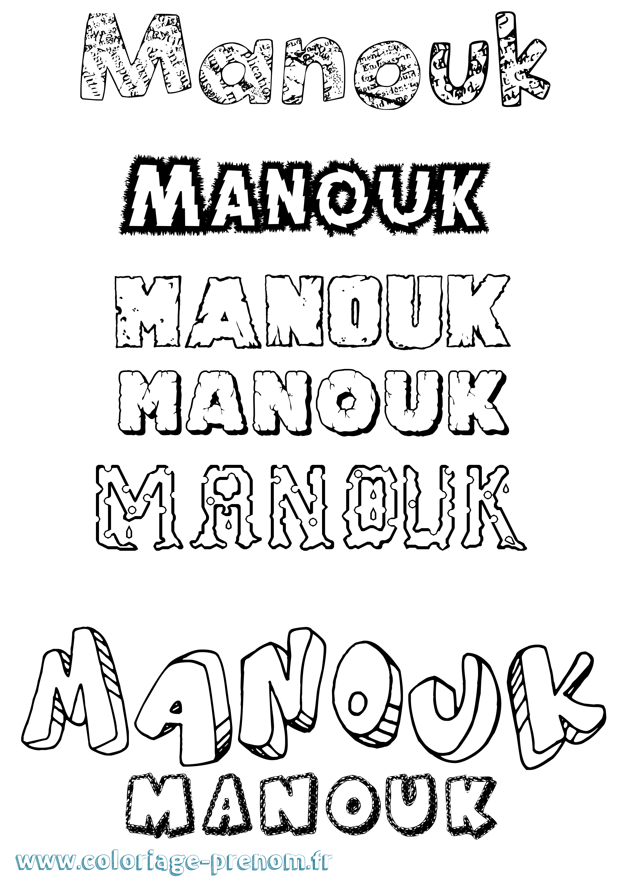 Coloriage Manouk Destructuré Coloriage prénom Manouk Destructuré