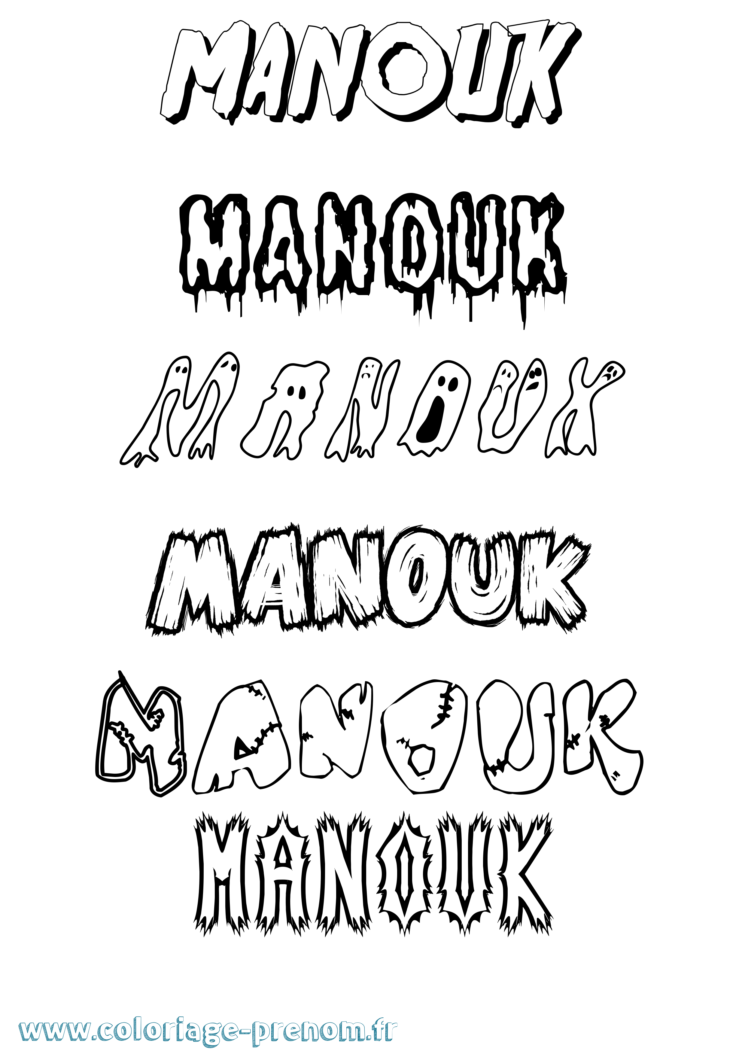 Coloriage Manouk Frisson Coloriage prénom Manouk Frisson