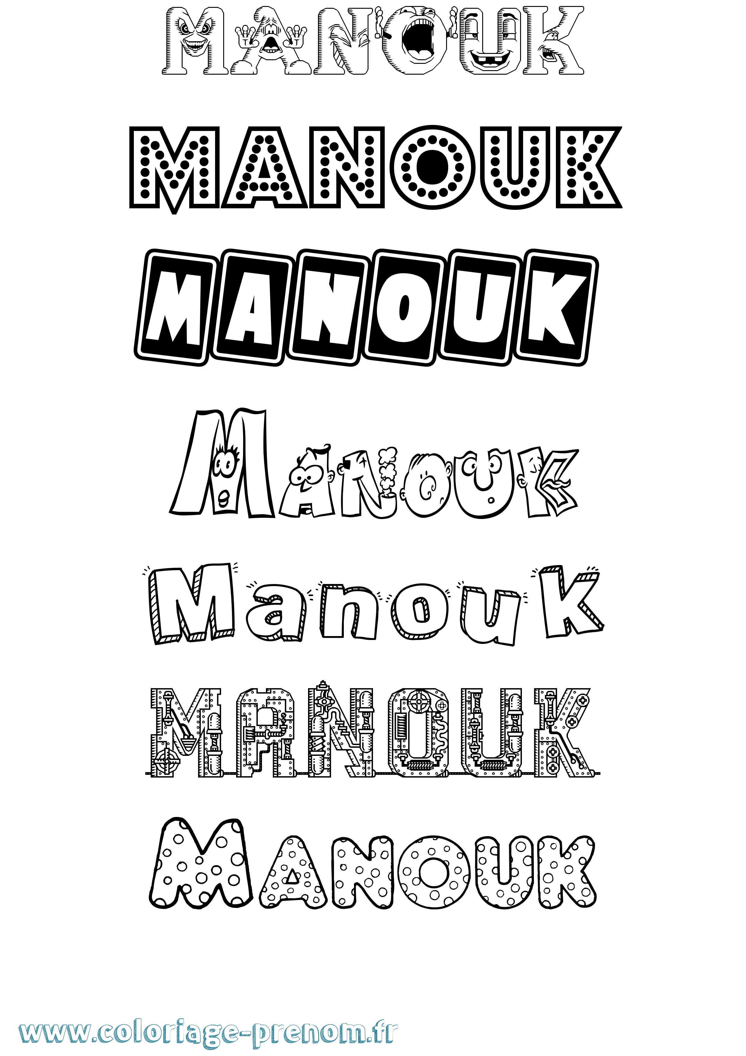 Coloriage Manouk Fun Coloriage prénom Manouk Fun
