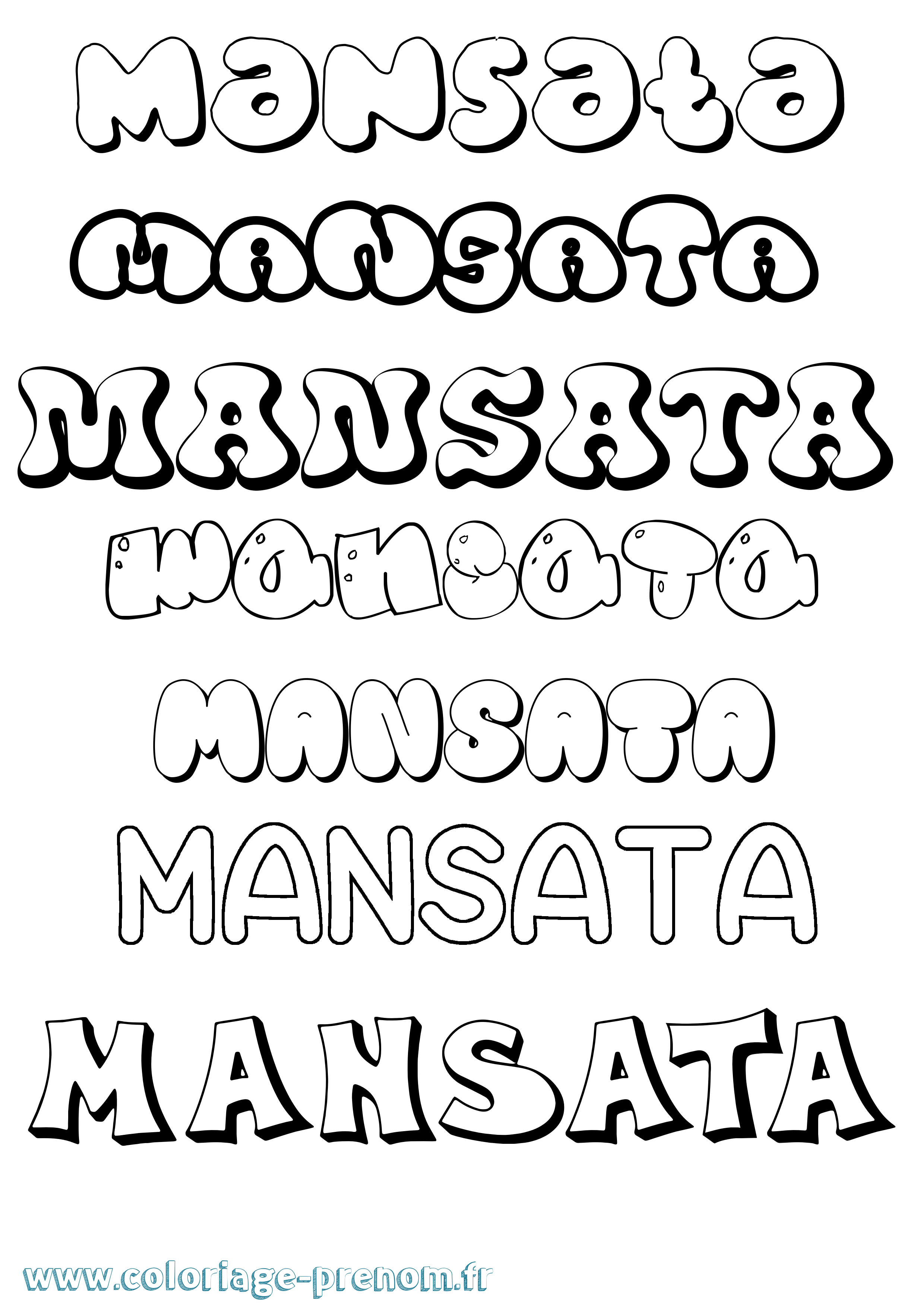 Coloriage Mansata Bubble Coloriage prénom Mansata Bubble