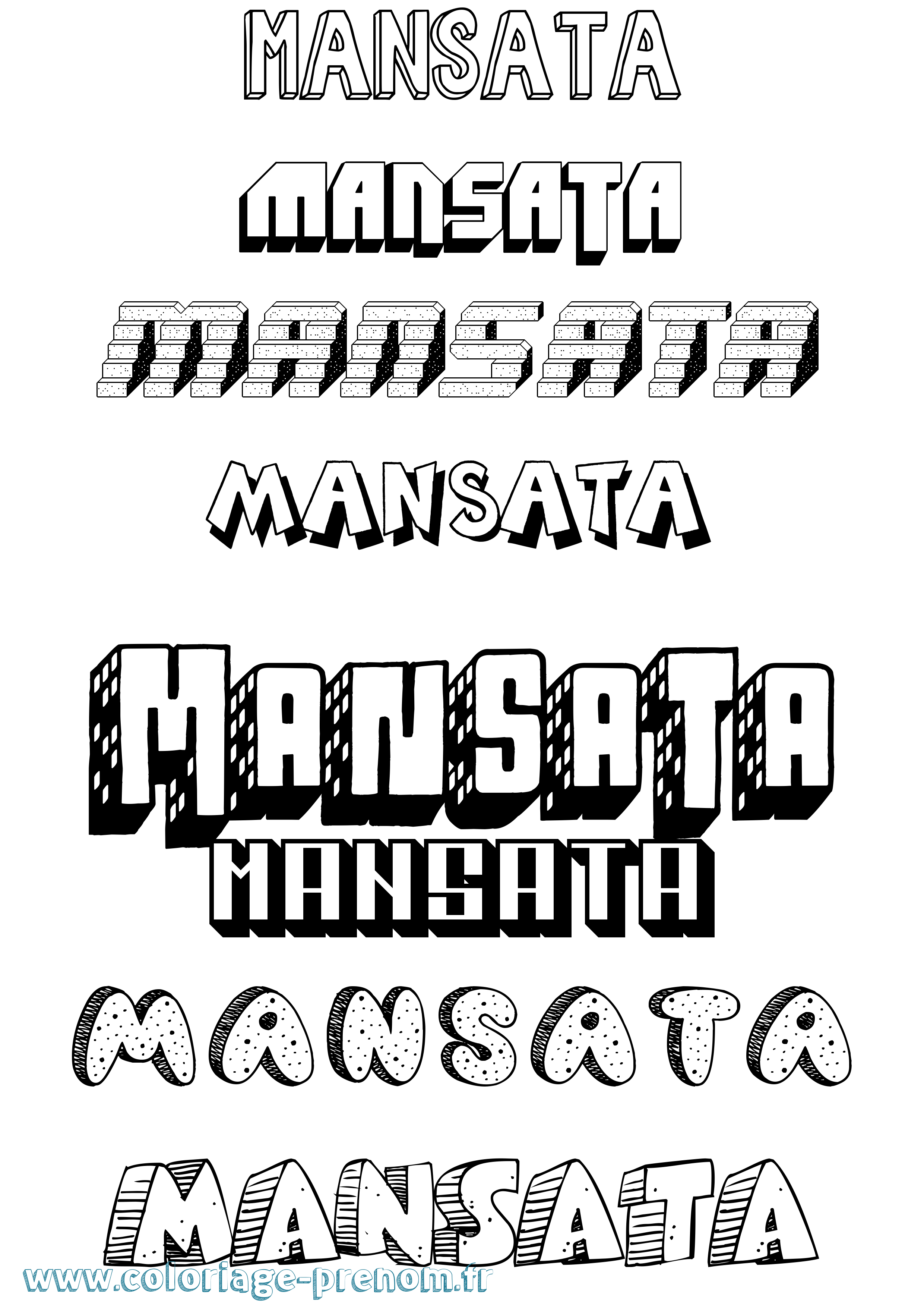 Coloriage Mansata Effet 3D Coloriage prénom Mansata Effet 3D
