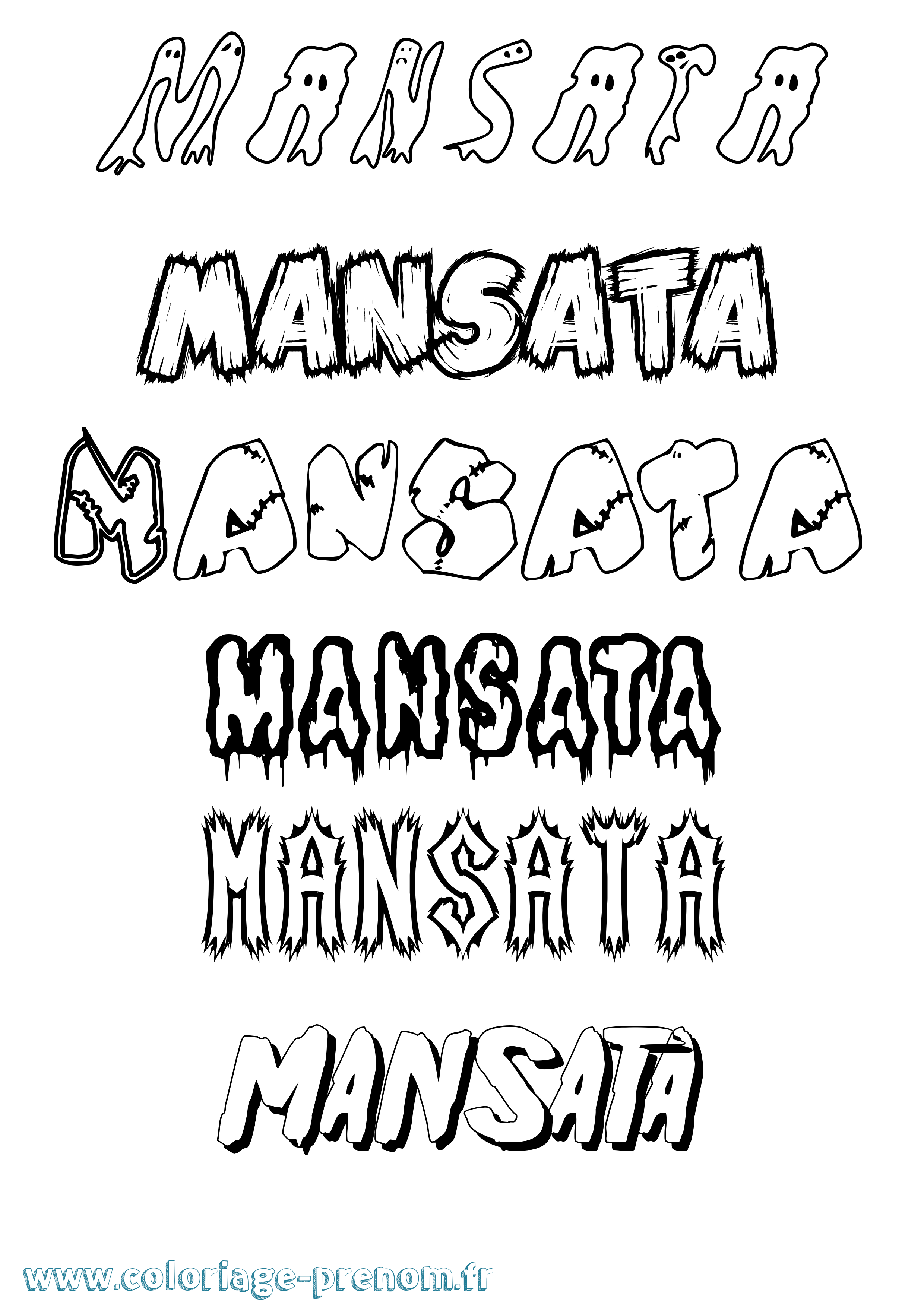 Coloriage Mansata Frisson Coloriage prénom Mansata Frisson