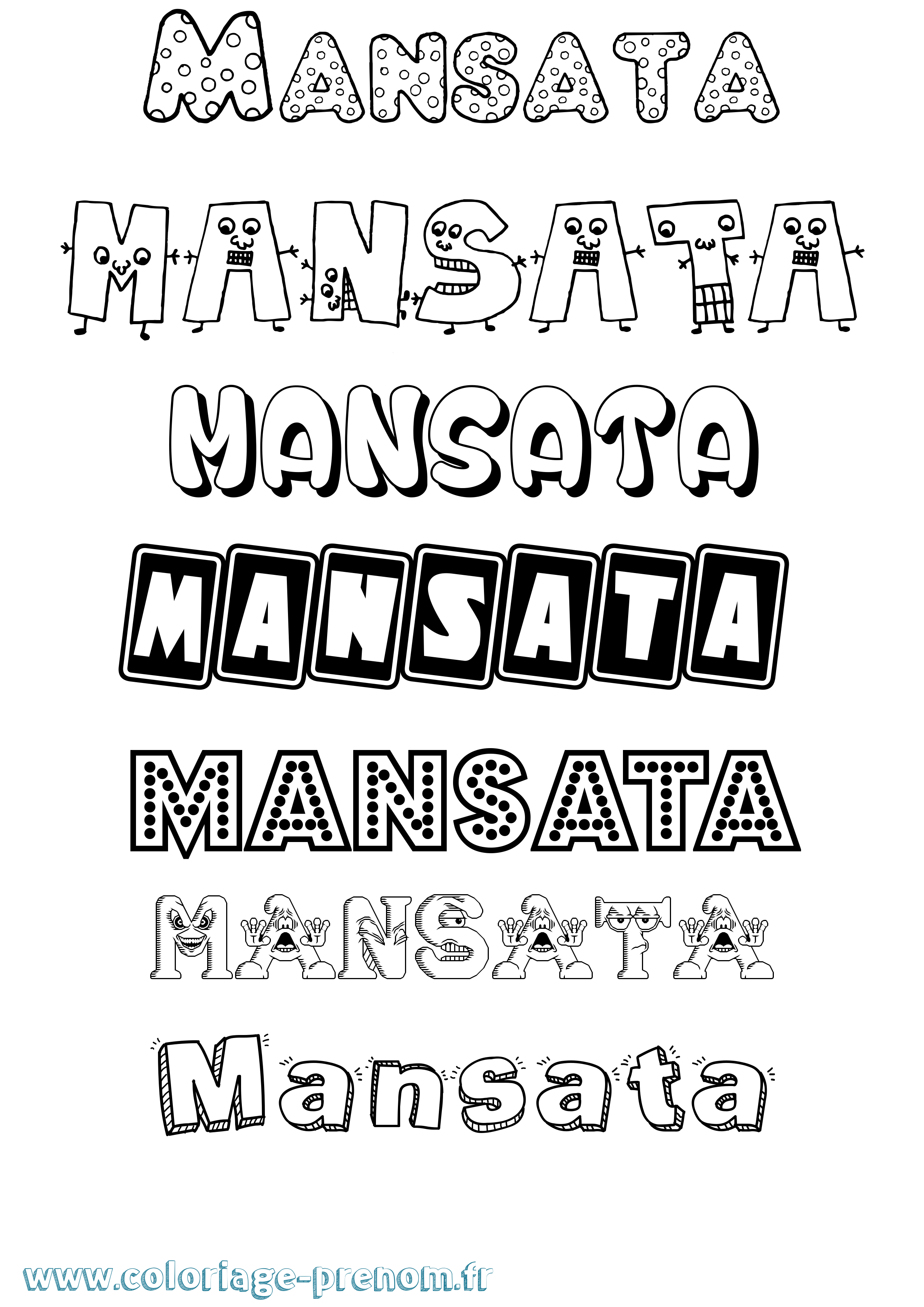 Coloriage Mansata Fun Coloriage prénom Mansata Fun