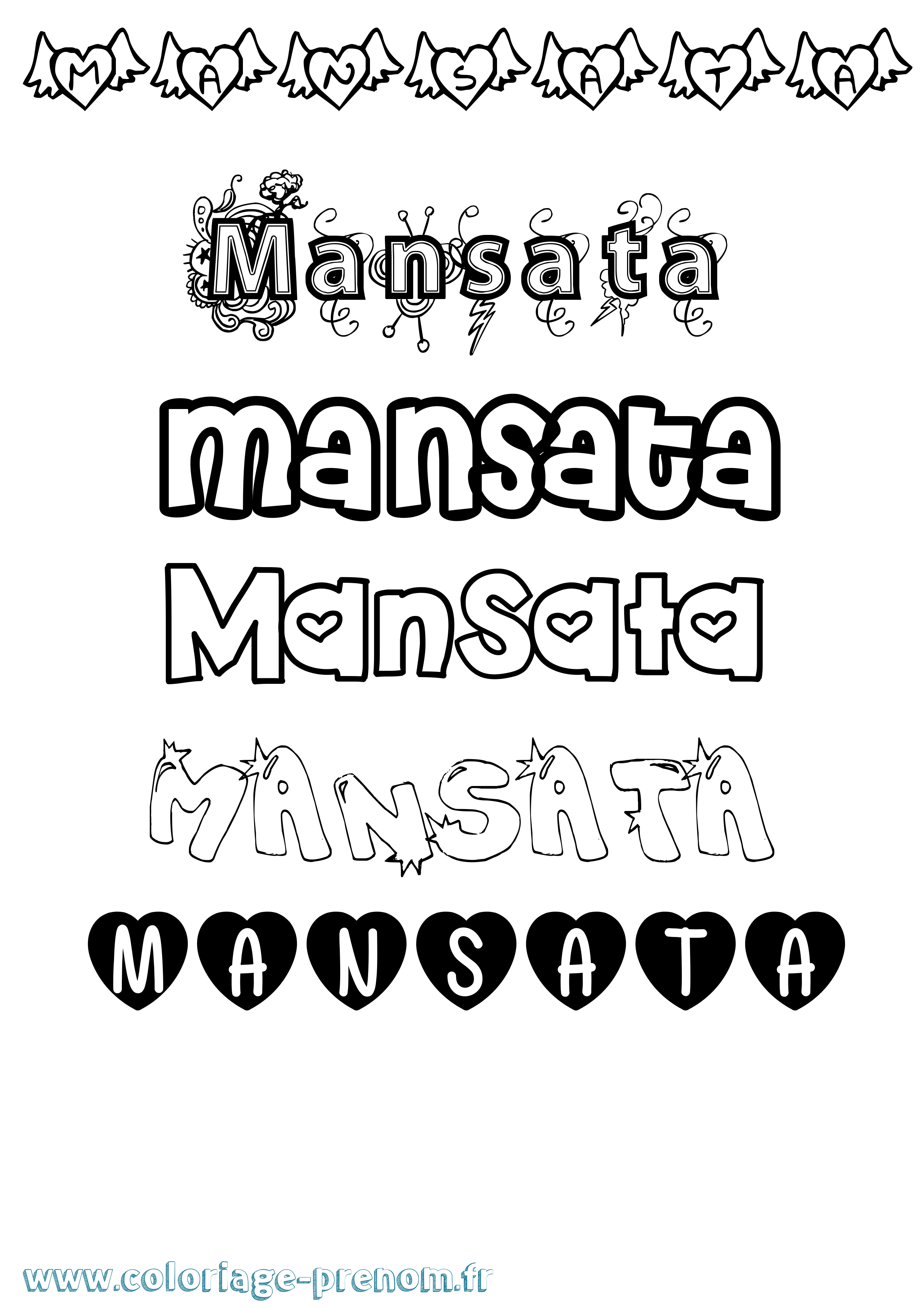 Coloriage Mansata Girly Coloriage prénom Mansata Girly