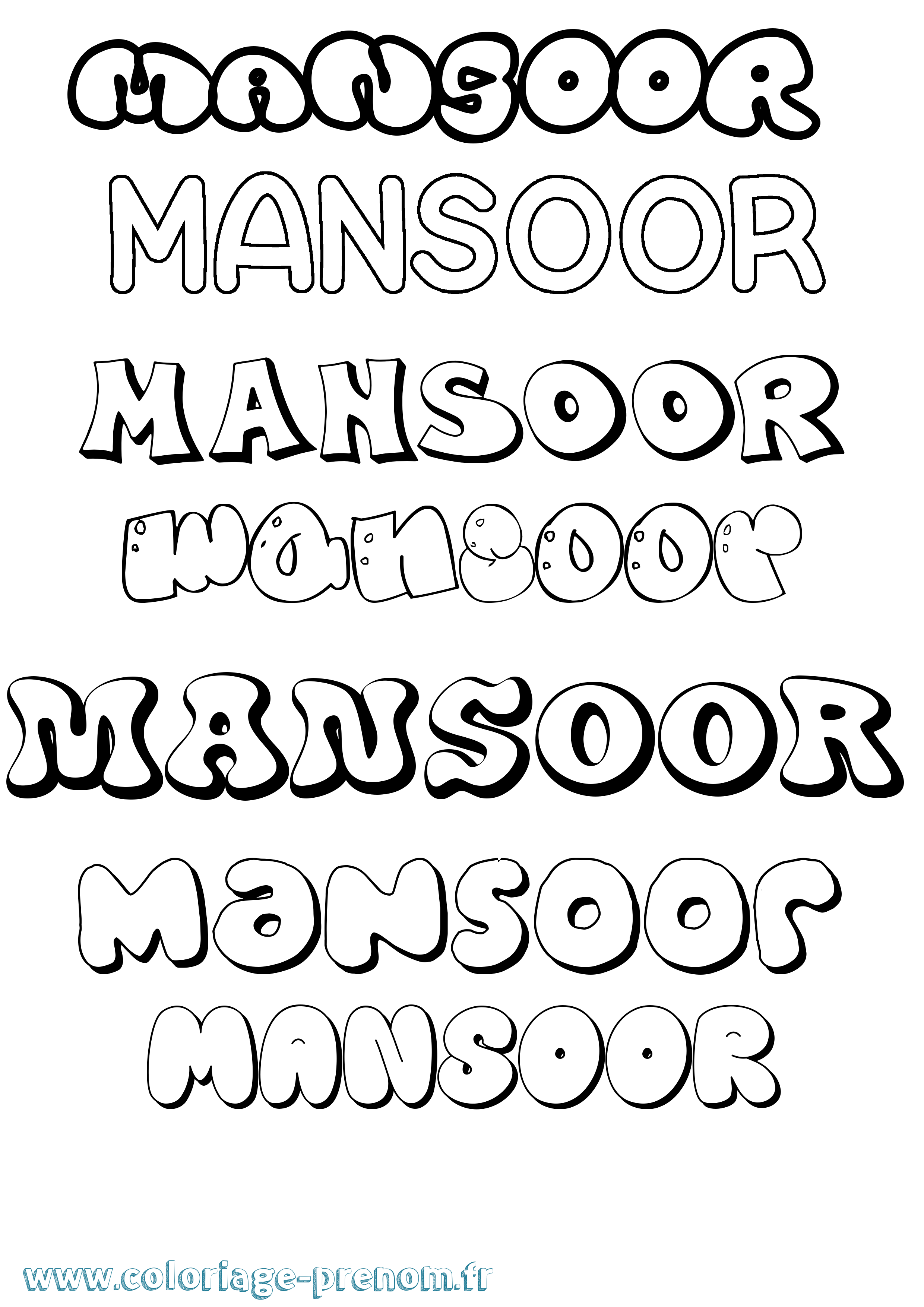 Coloriage Mansoor Bubble Coloriage prénom Mansoor Bubble
