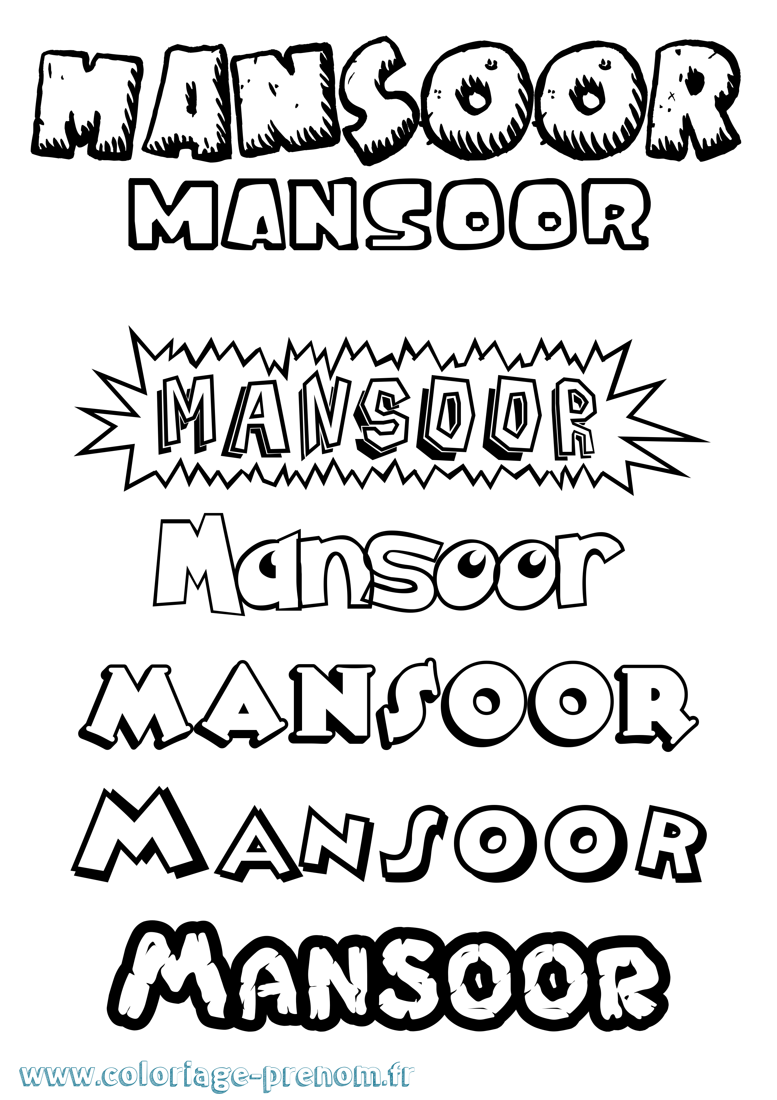 Coloriage Mansoor Dessin Animé Coloriage prénom Mansoor Dessin Animé