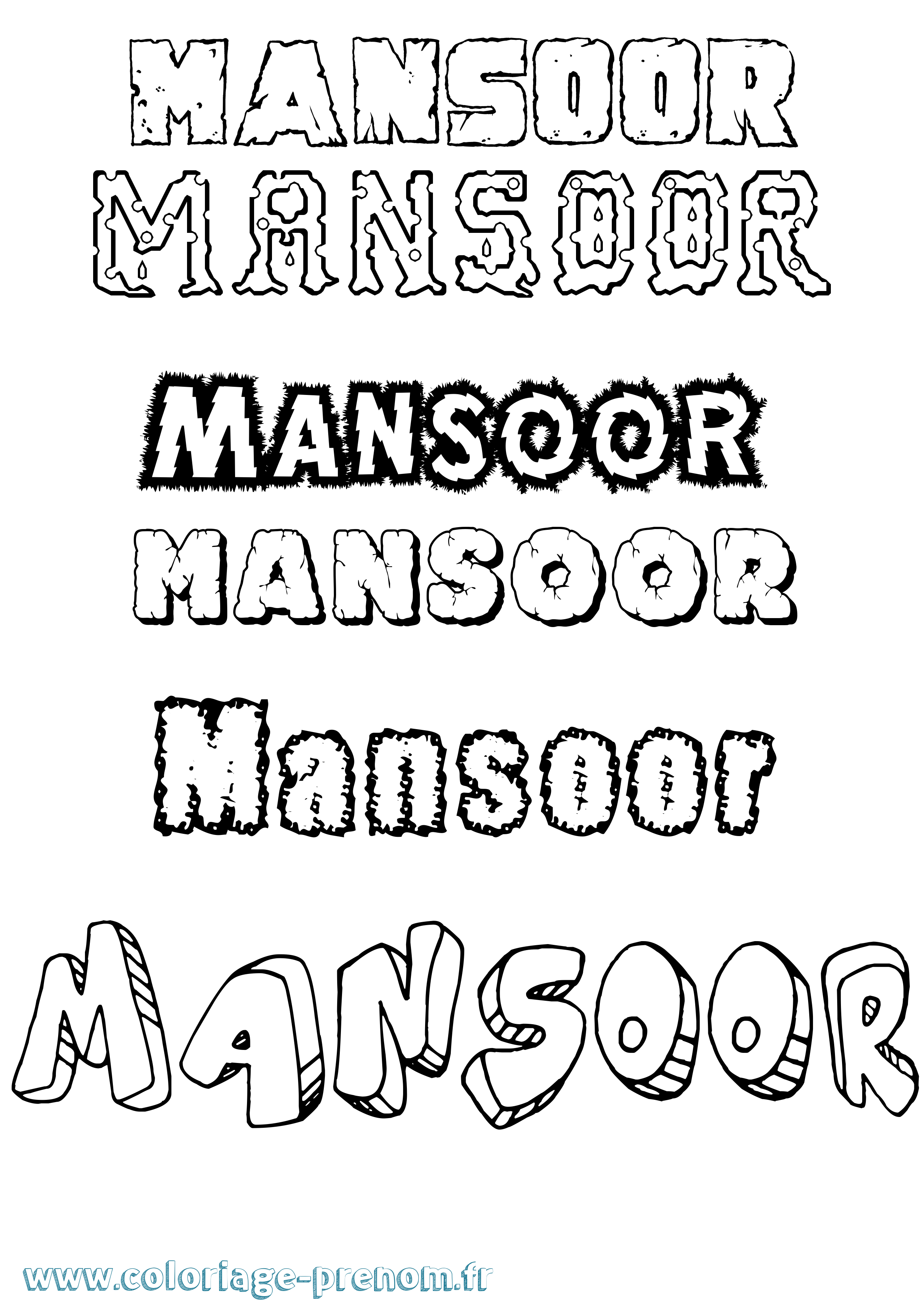 Coloriage Mansoor Destructuré Coloriage prénom Mansoor Destructuré