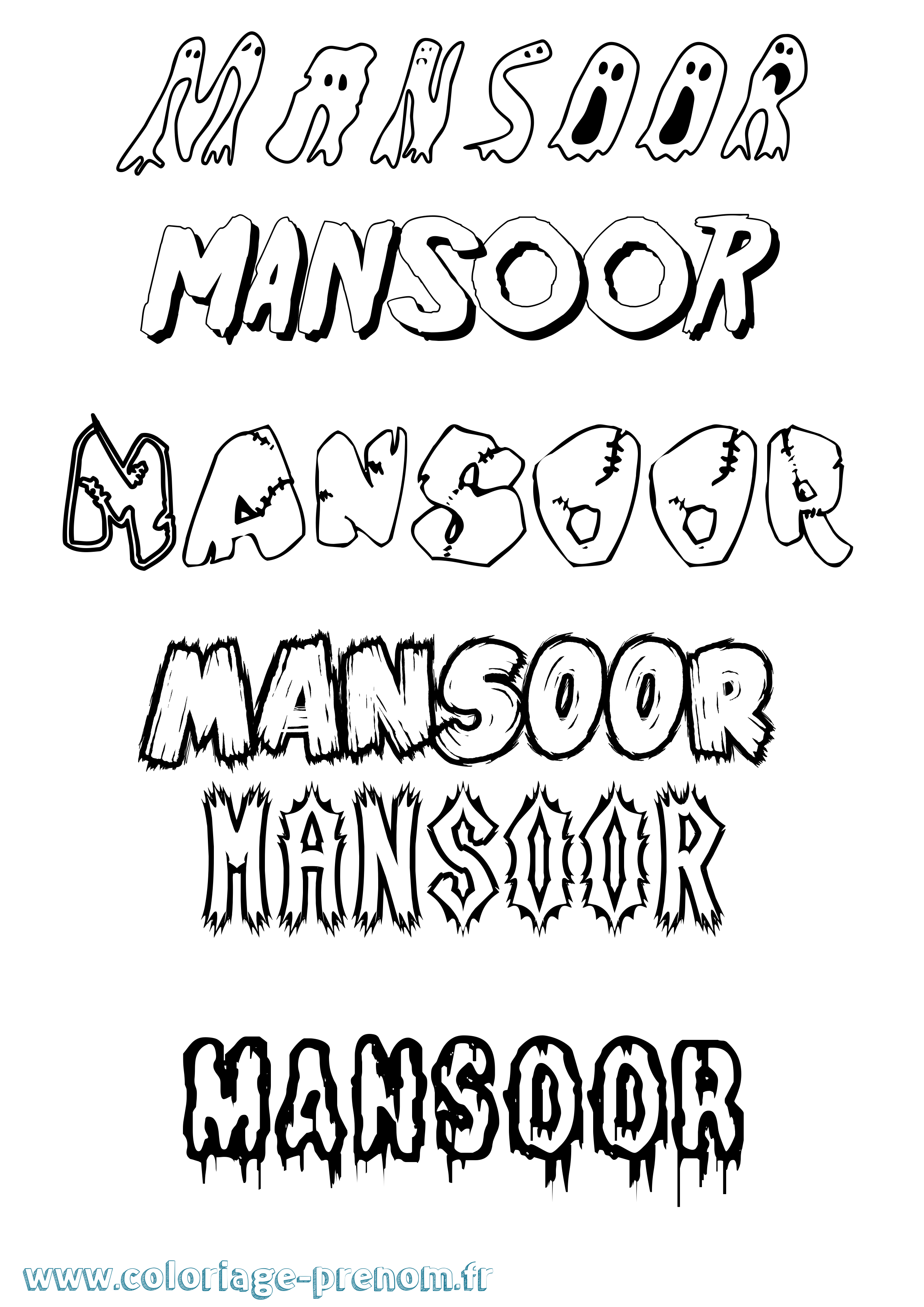 Coloriage Mansoor Frisson Coloriage prénom Mansoor Frisson
