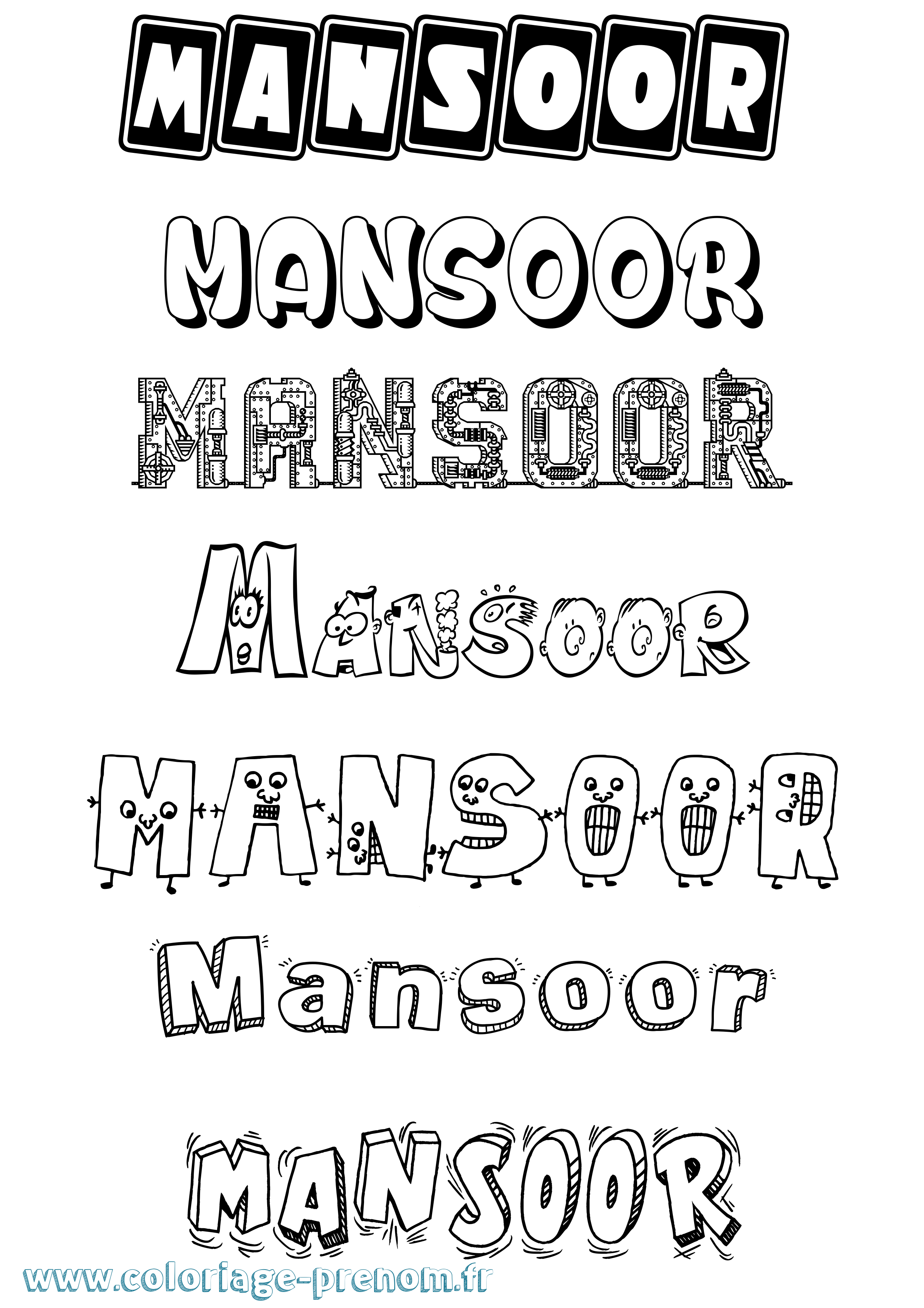 Coloriage Mansoor Fun Coloriage prénom Mansoor Fun