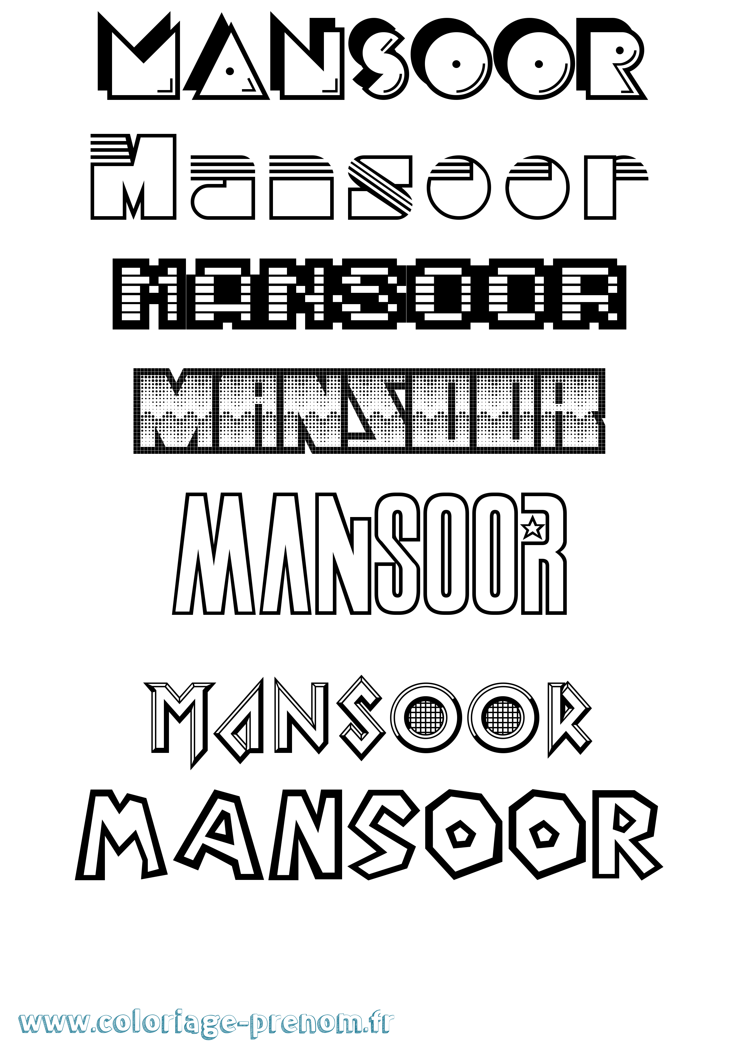Coloriage Mansoor Jeux Vidéos Coloriage prénom Mansoor Jeux Vidéos