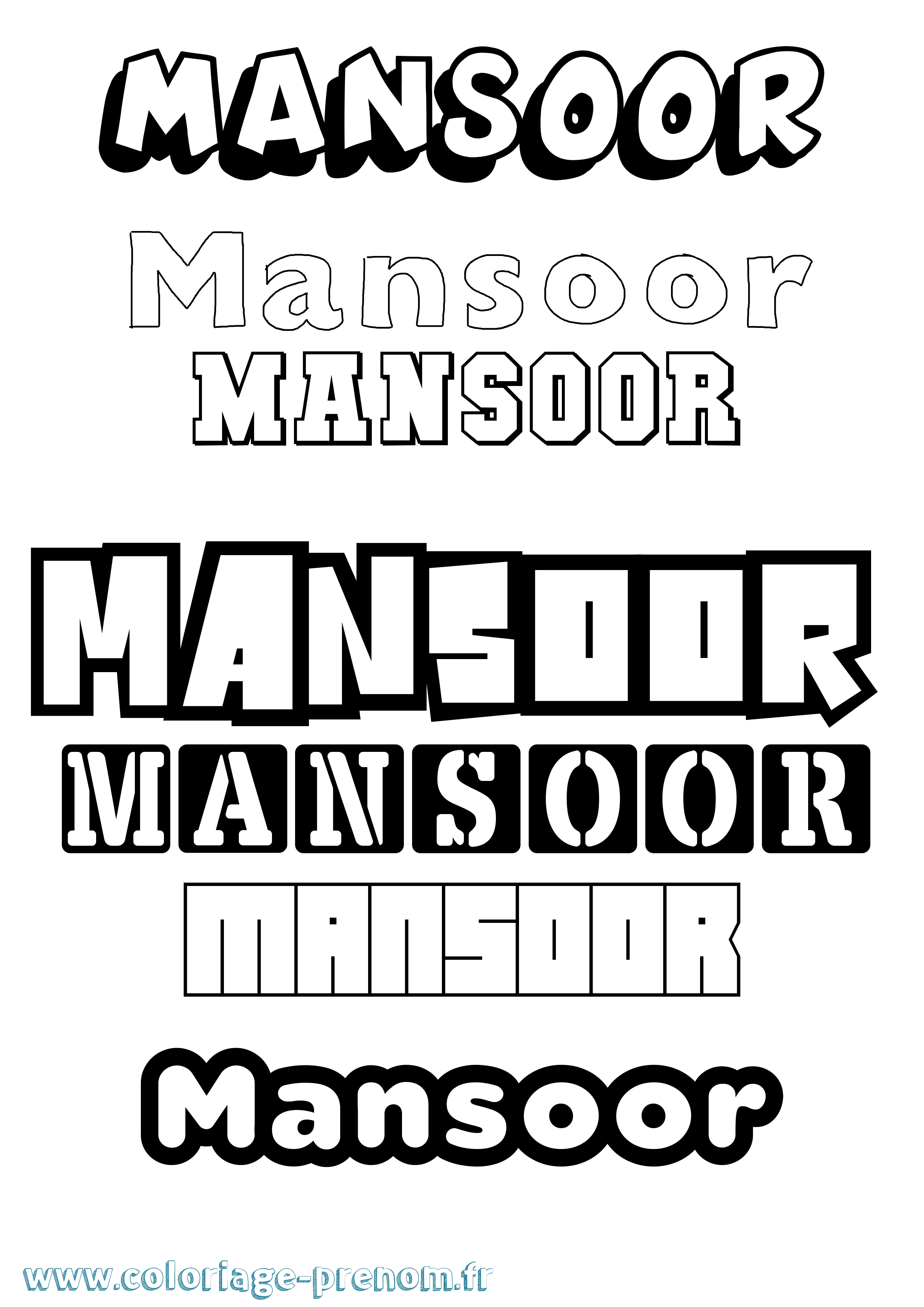 Coloriage Mansoor Simple Coloriage prénom Mansoor Simple