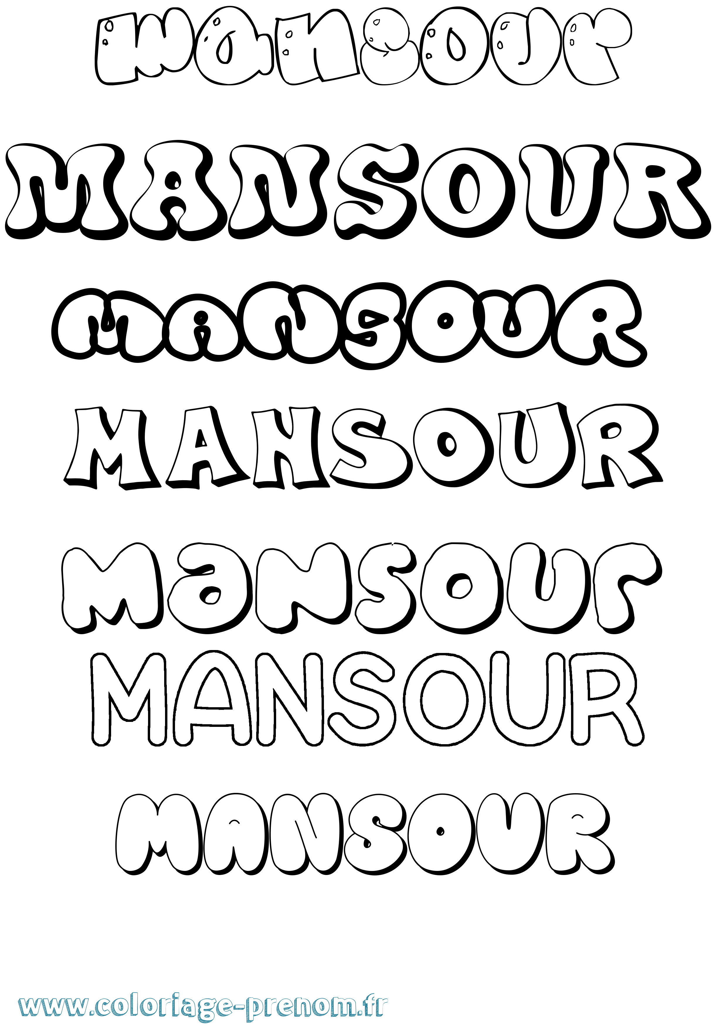 Coloriage Mansour Bubble Coloriage prénom Mansour Bubble