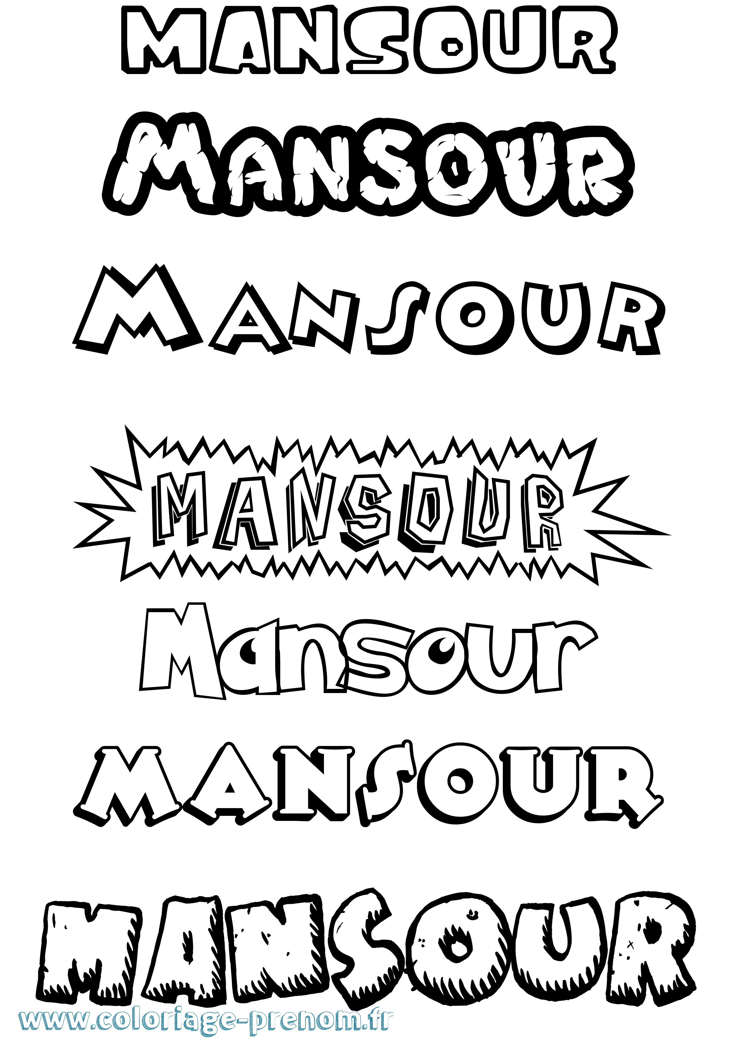 Coloriage Mansour Dessin Animé Coloriage prénom Mansour Dessin Animé