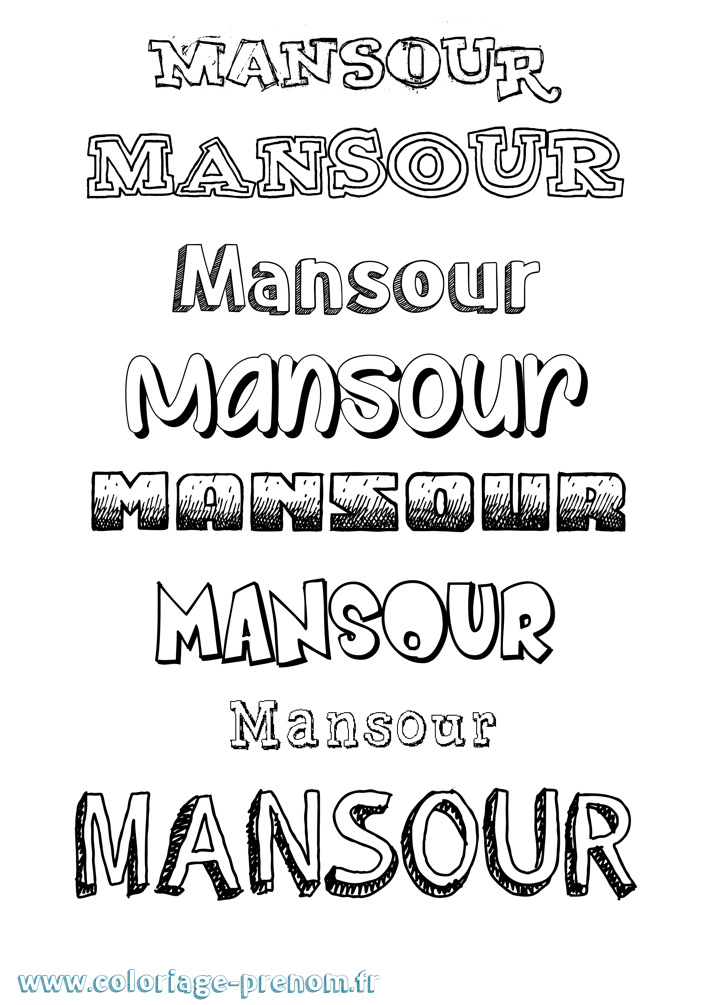 Coloriage Mansour Dessiné Coloriage prénom Mansour Dessiné
