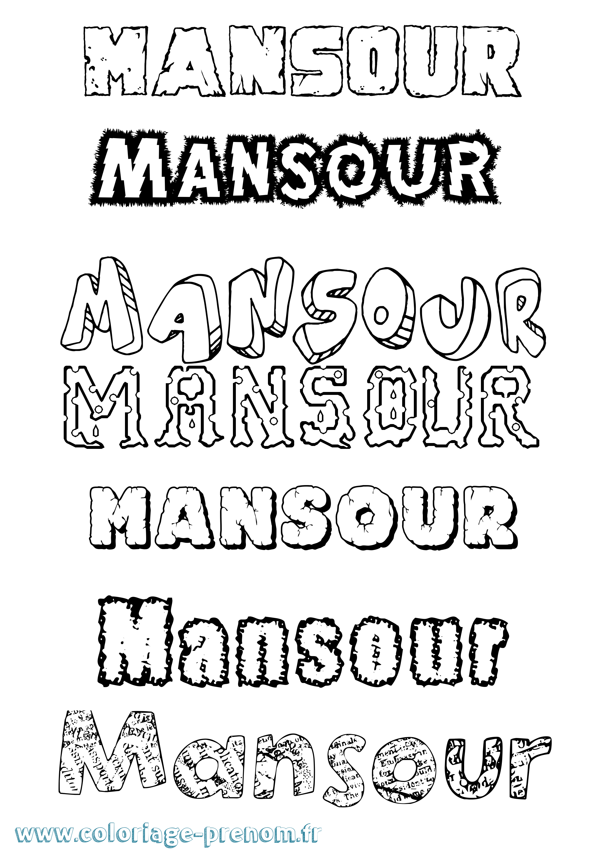 Coloriage Mansour Destructuré Coloriage prénom Mansour Destructuré