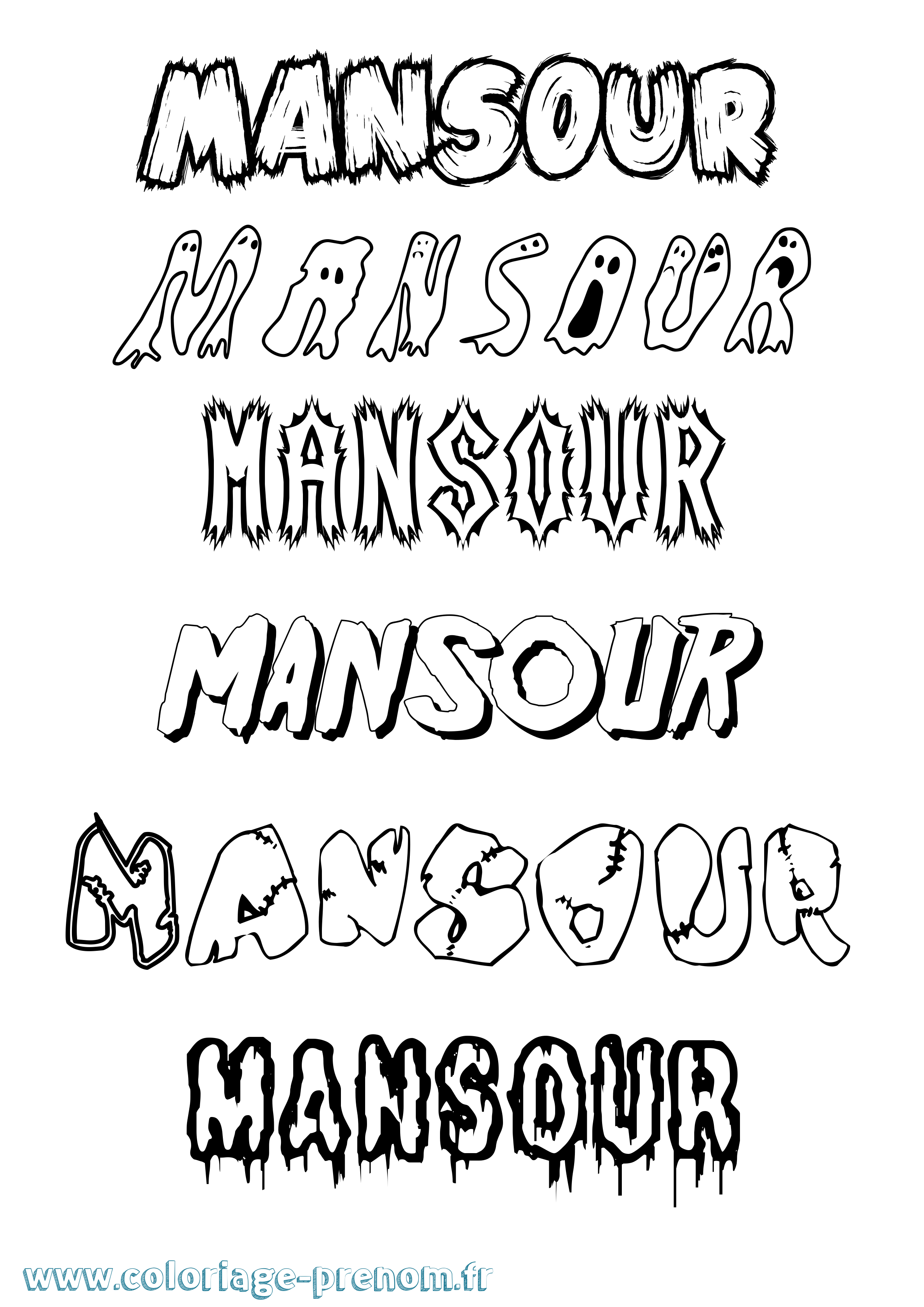 Coloriage Mansour Frisson Coloriage prénom Mansour Frisson