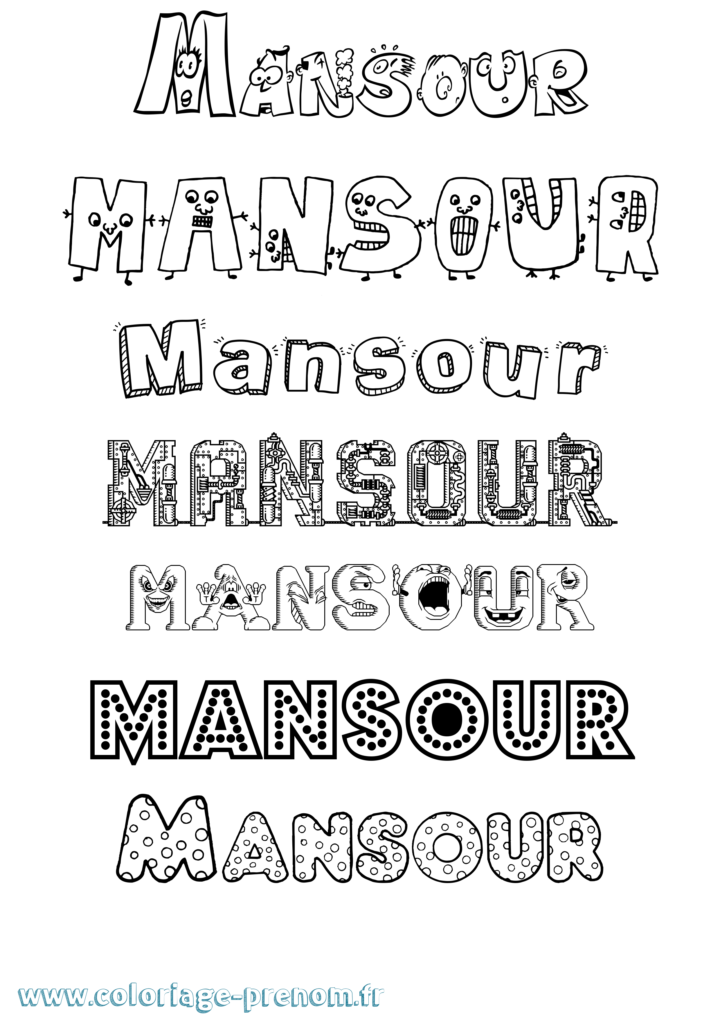 Coloriage Mansour Fun Coloriage prénom Mansour Fun