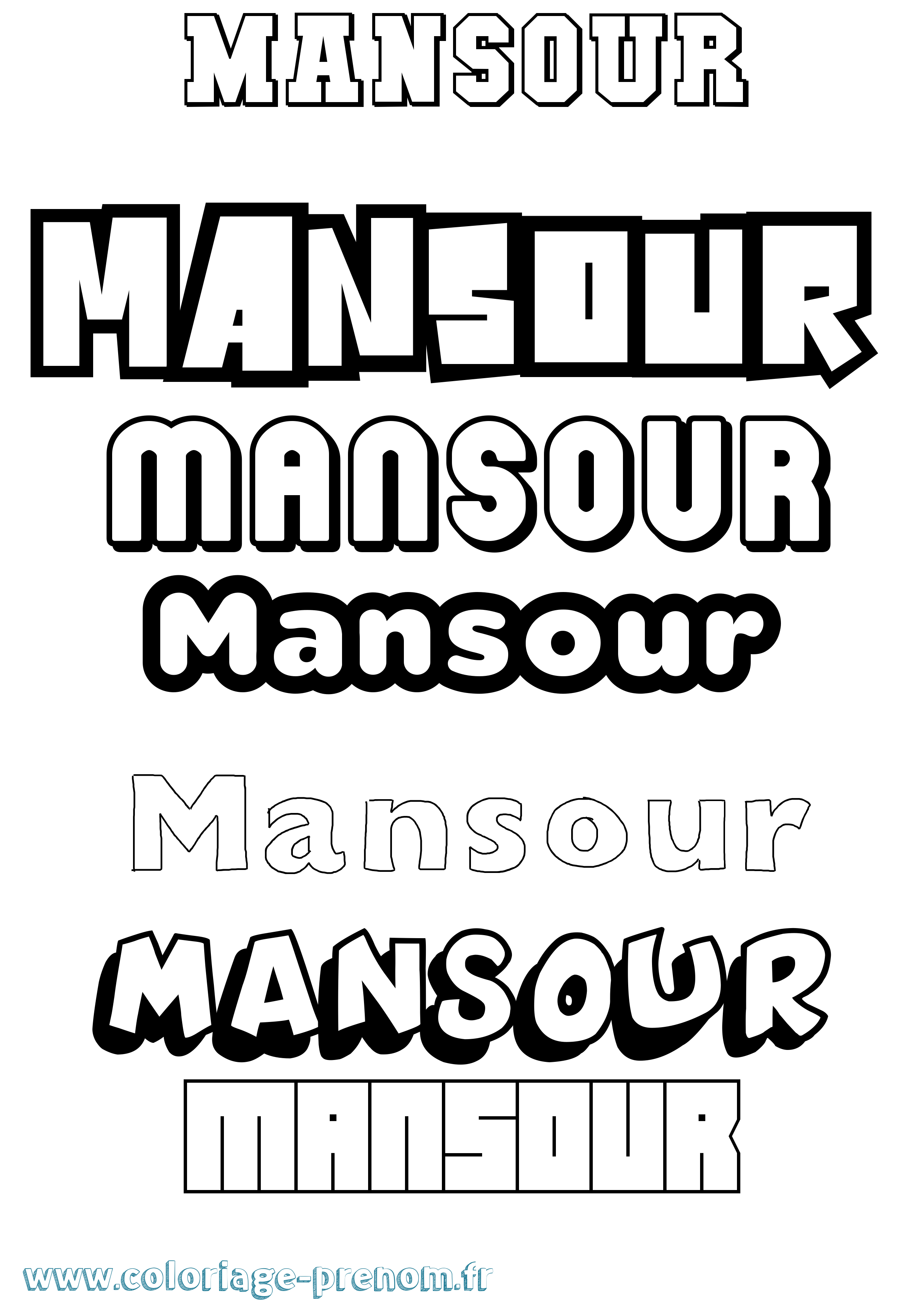 Coloriage Mansour Simple Coloriage prénom Mansour Simple
