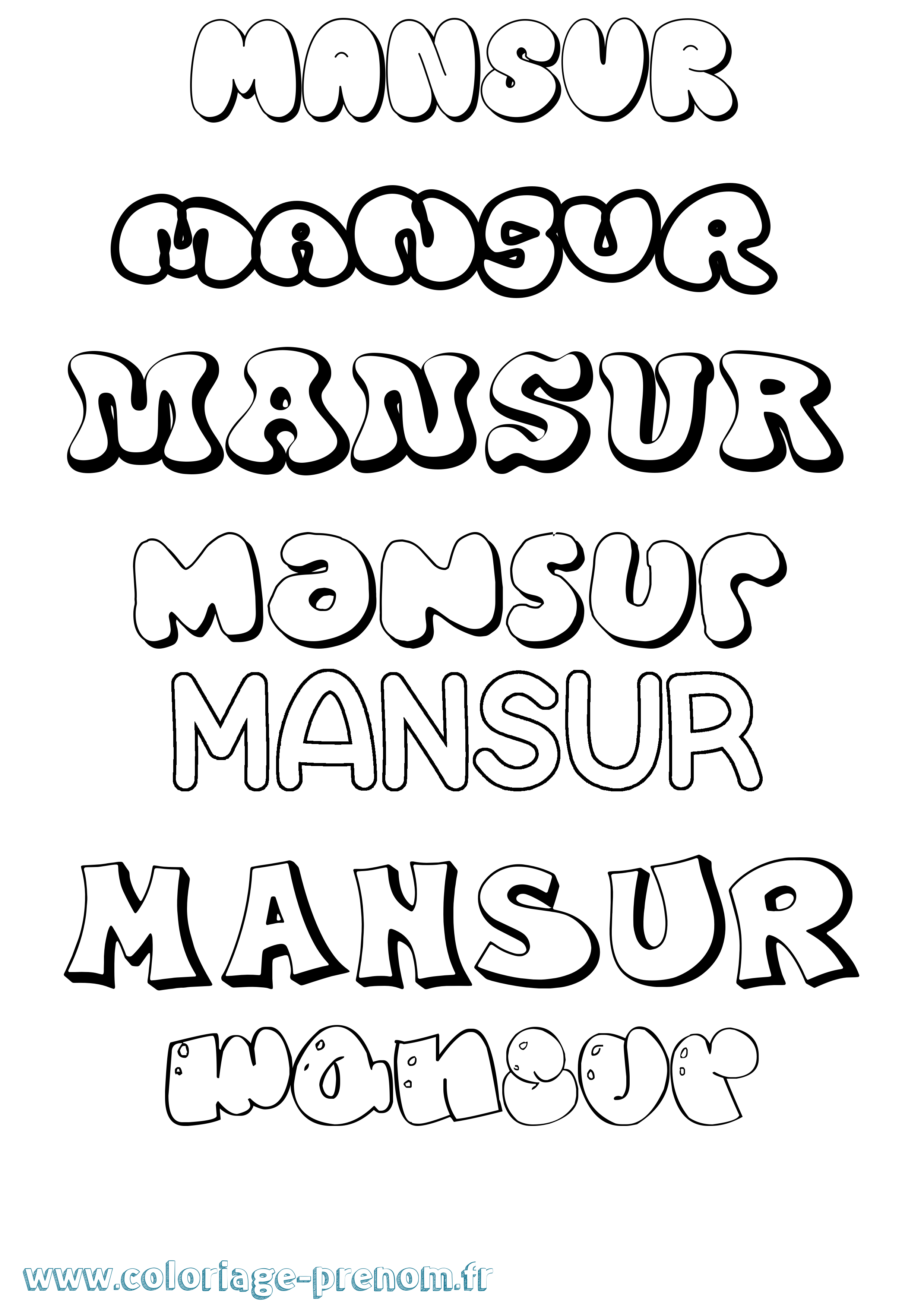 Coloriage Mansur Bubble Coloriage prénom Mansur Bubble
