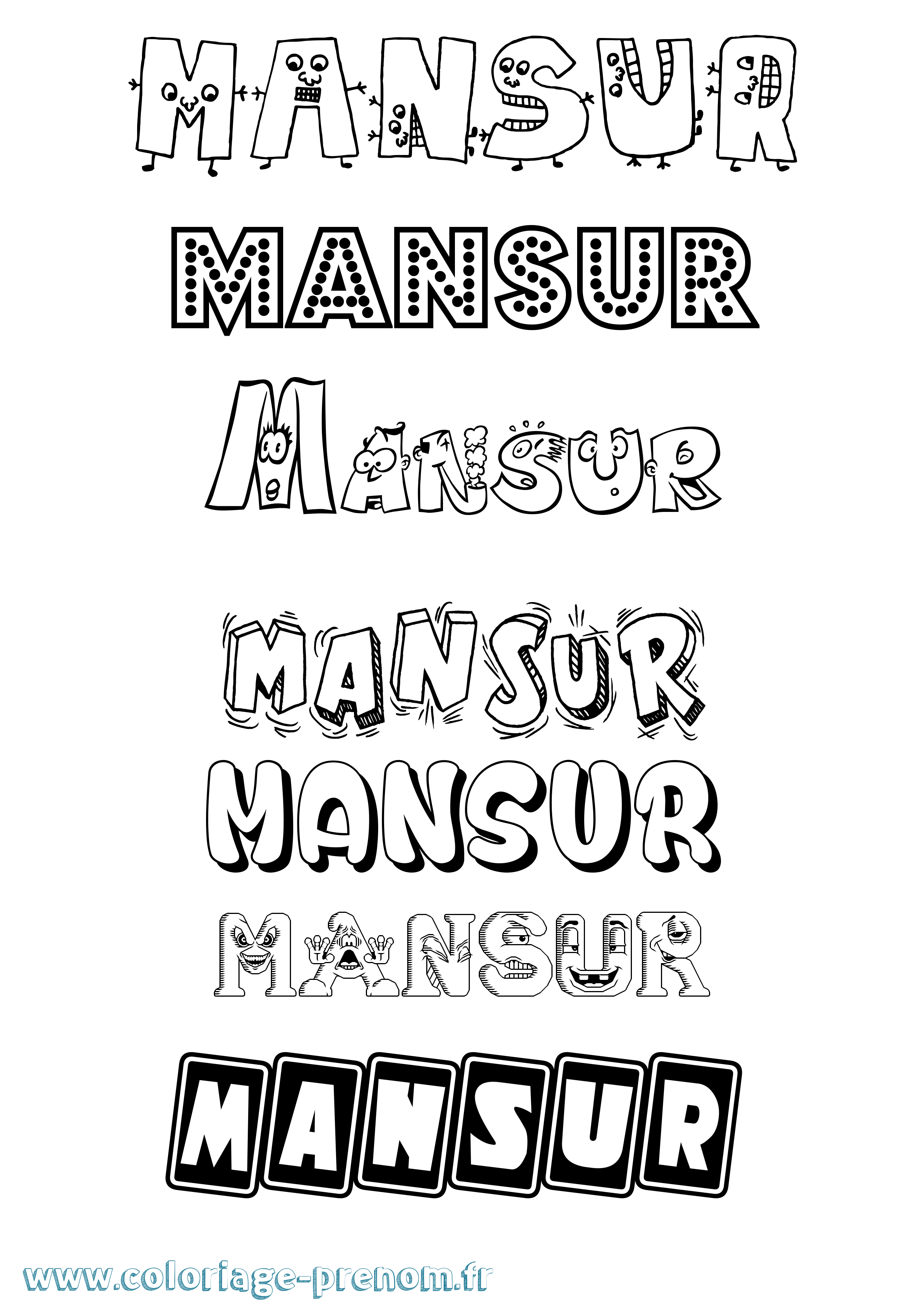 Coloriage Mansur Fun Coloriage prénom Mansur Fun
