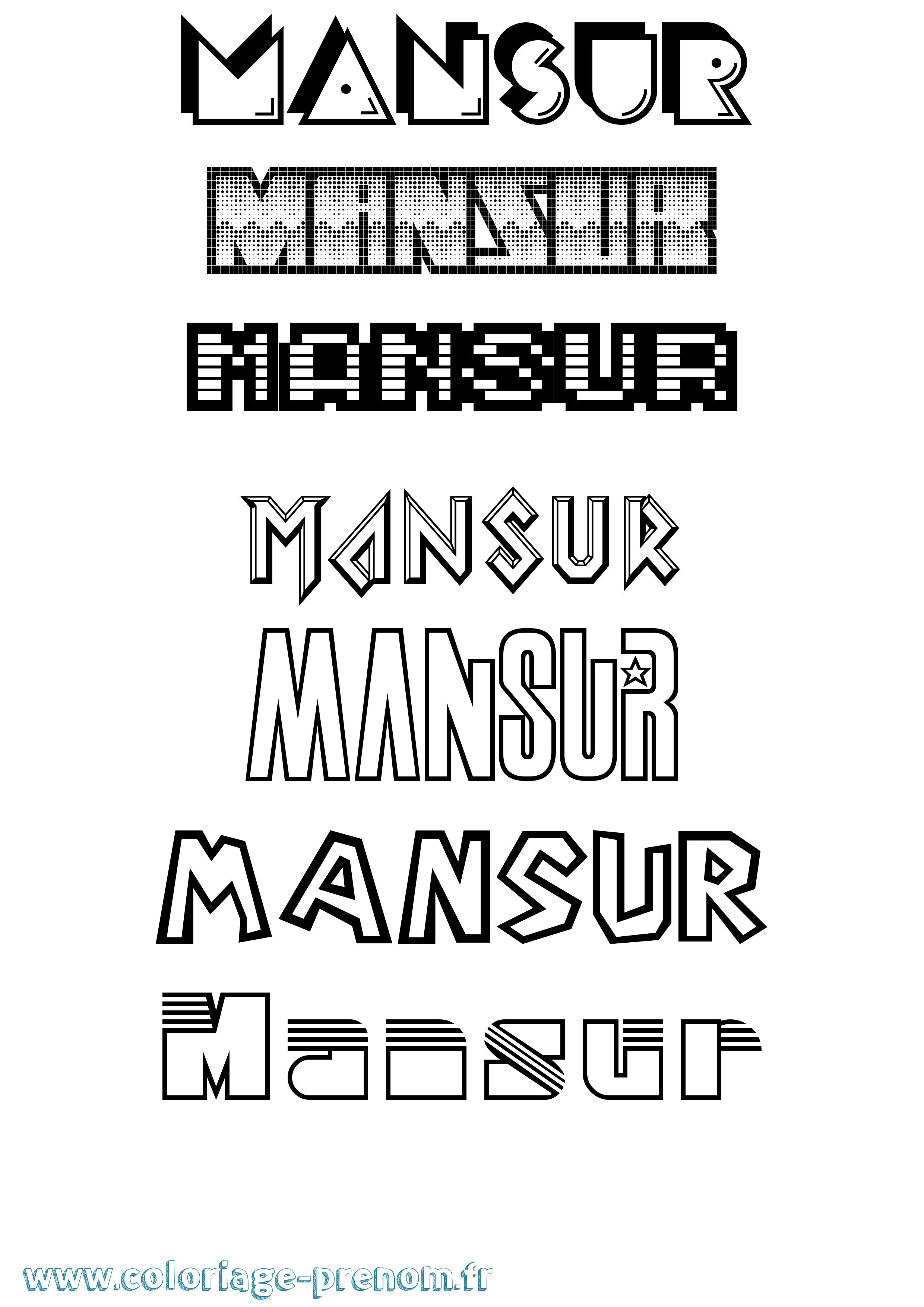 Coloriage Mansur Jeux Vidéos Coloriage prénom Mansur Jeux Vidéos