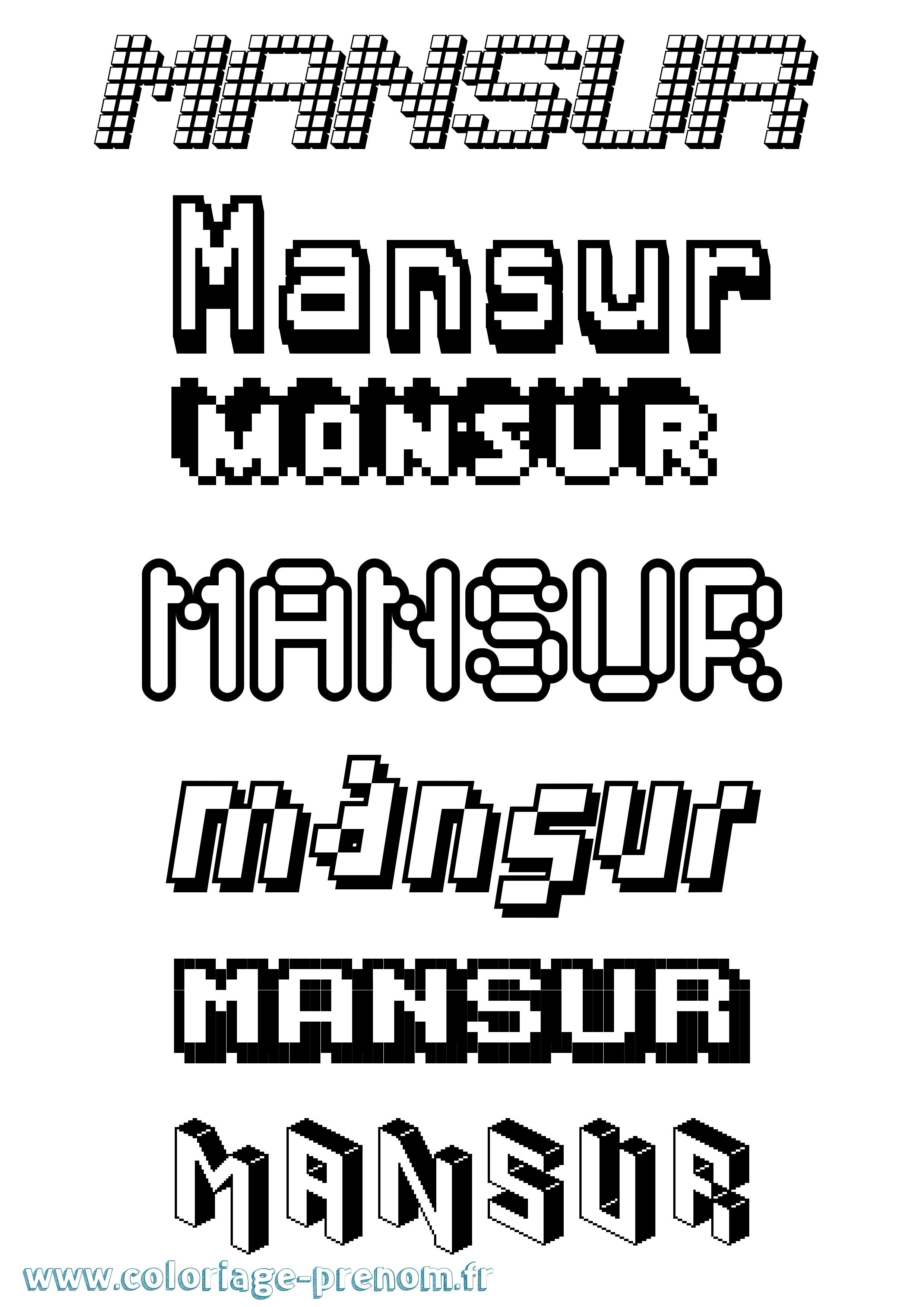 Coloriage Mansur Pixel Coloriage prénom Mansur Pixel