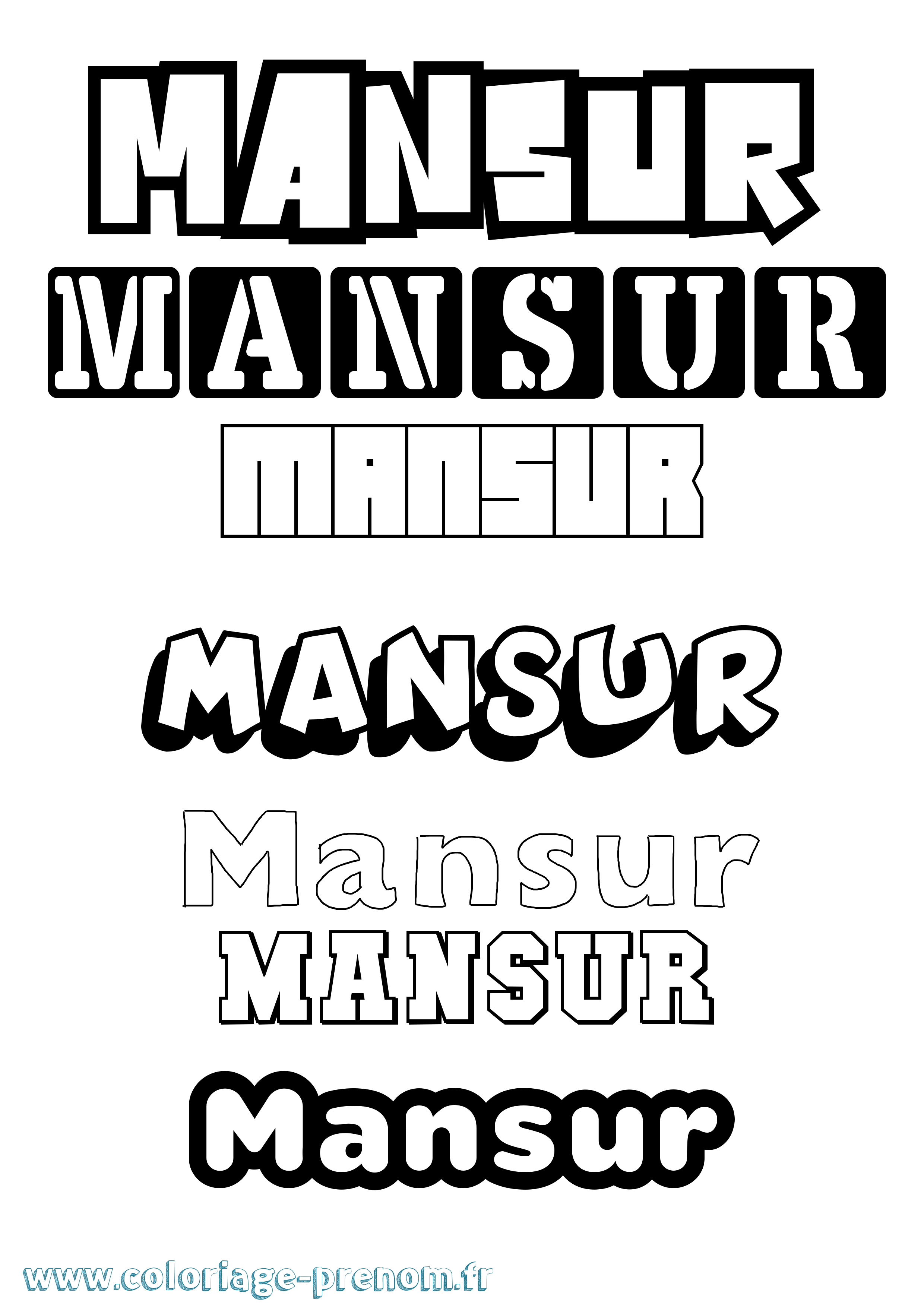 Coloriage Mansur Simple Coloriage prénom Mansur Simple