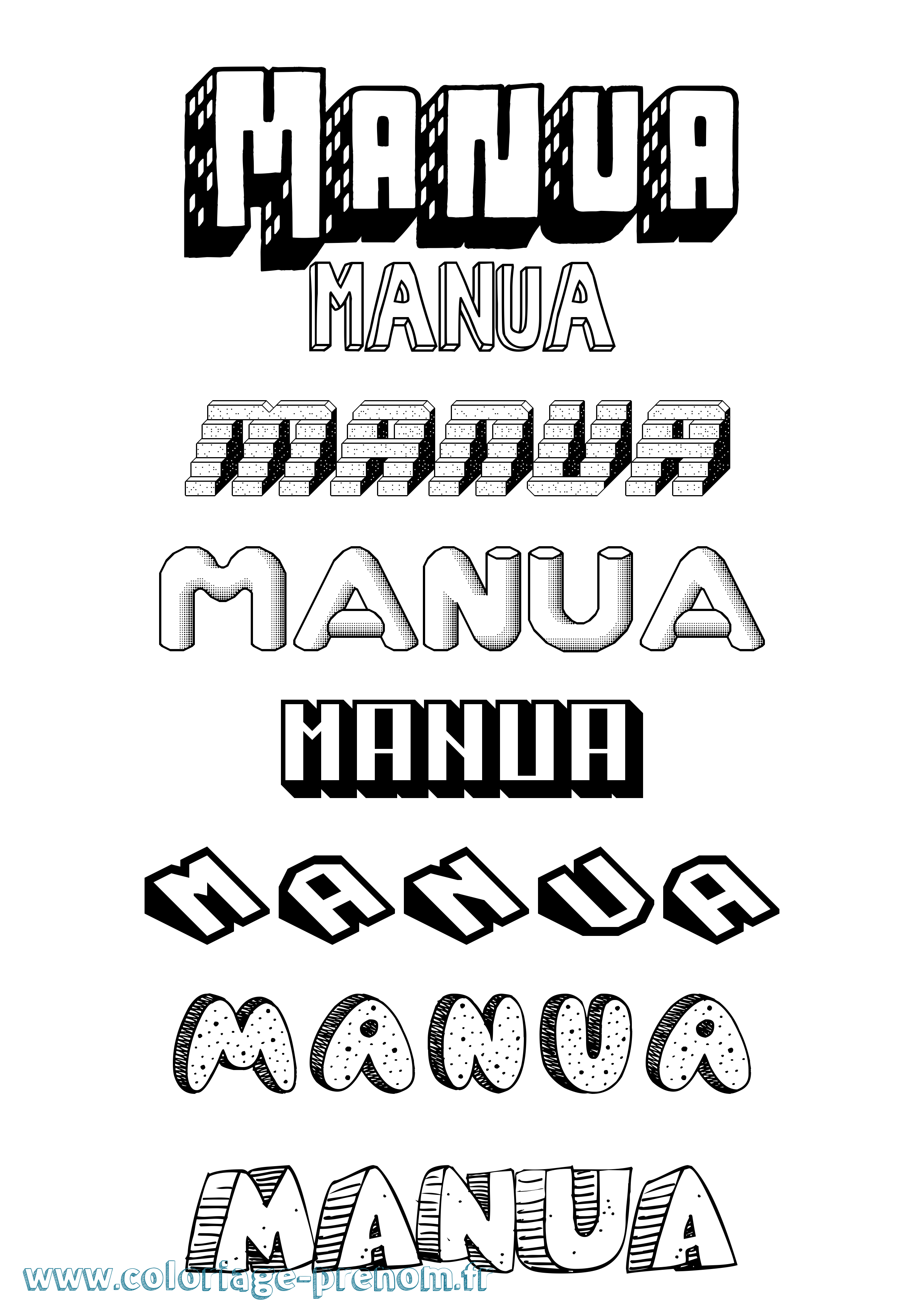 Coloriage Manua Effet 3D Coloriage prénom Manua Effet 3D
