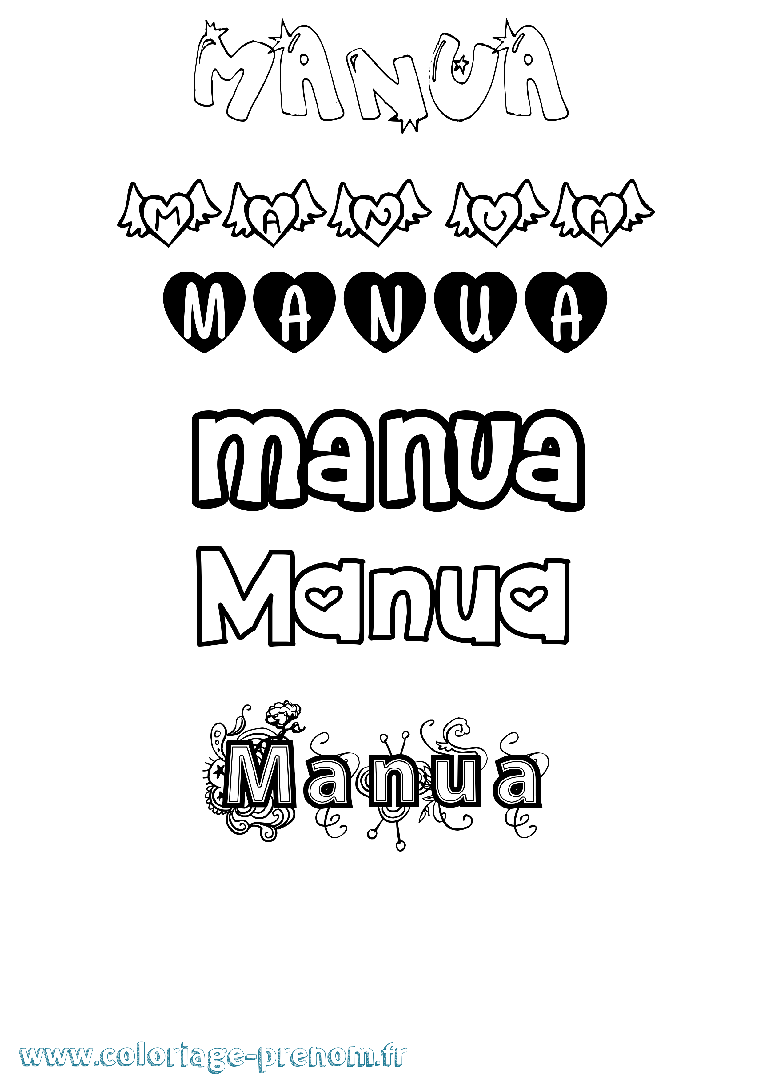 Coloriage Manua Girly Coloriage prénom Manua Girly
