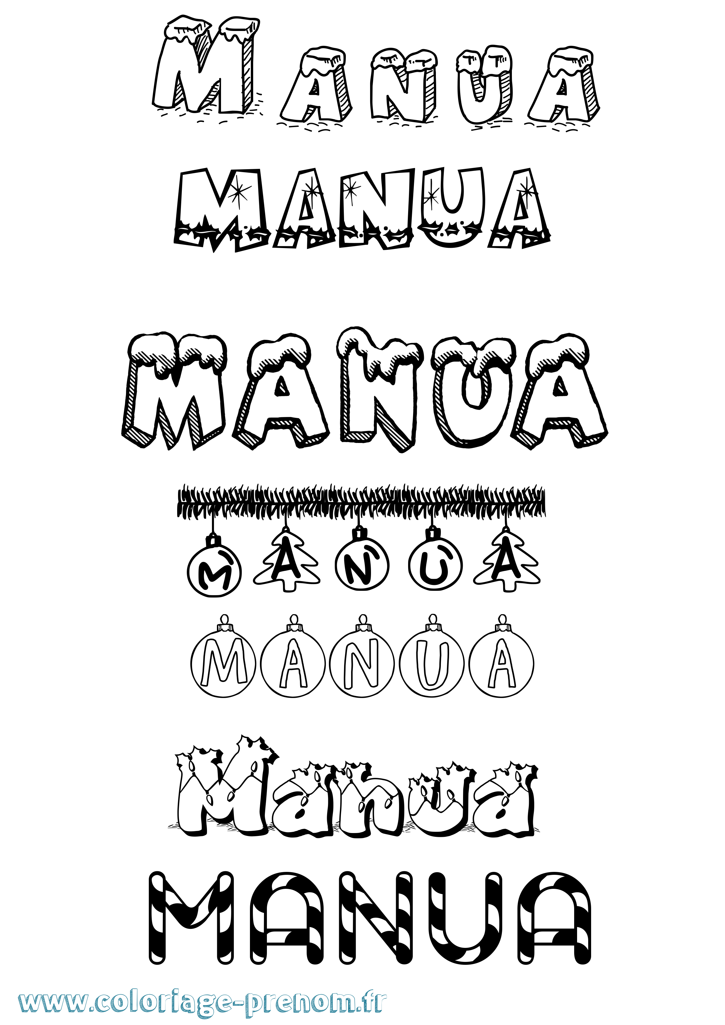 Coloriage Manua Noël Coloriage prénom Manua Noël