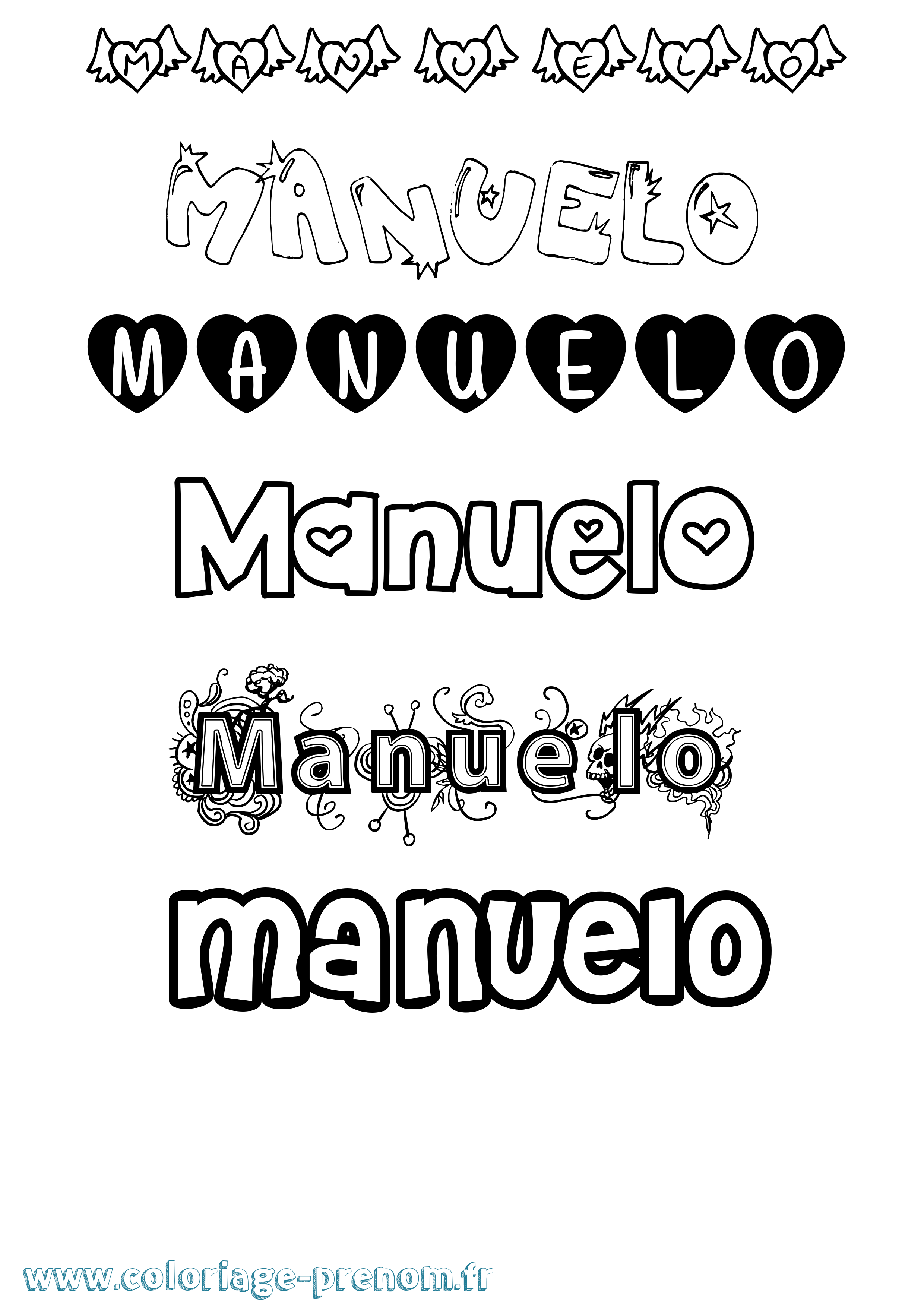 Coloriage Manuelo Girly Coloriage prénom Manuelo Girly