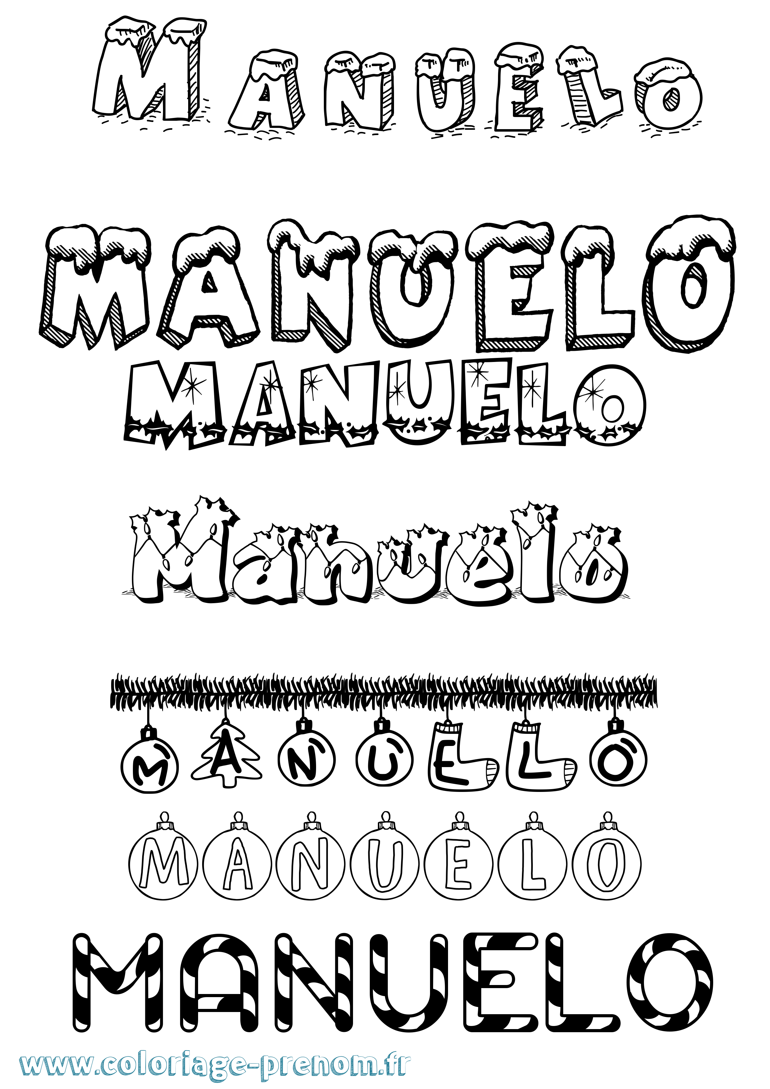 Coloriage Manuelo Noël Coloriage prénom Manuelo Noël