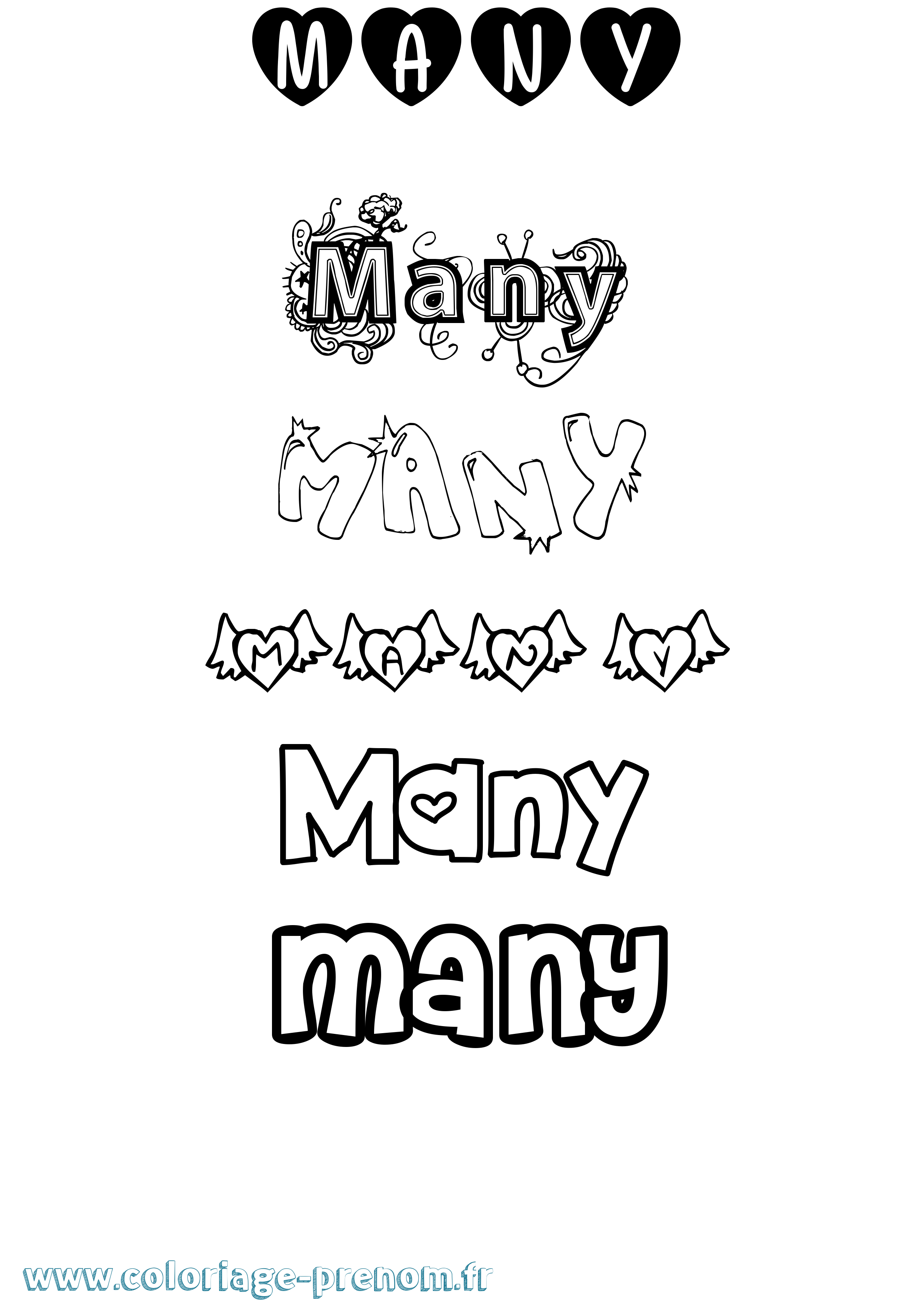 Coloriage Many Girly Coloriage prénom Many Girly