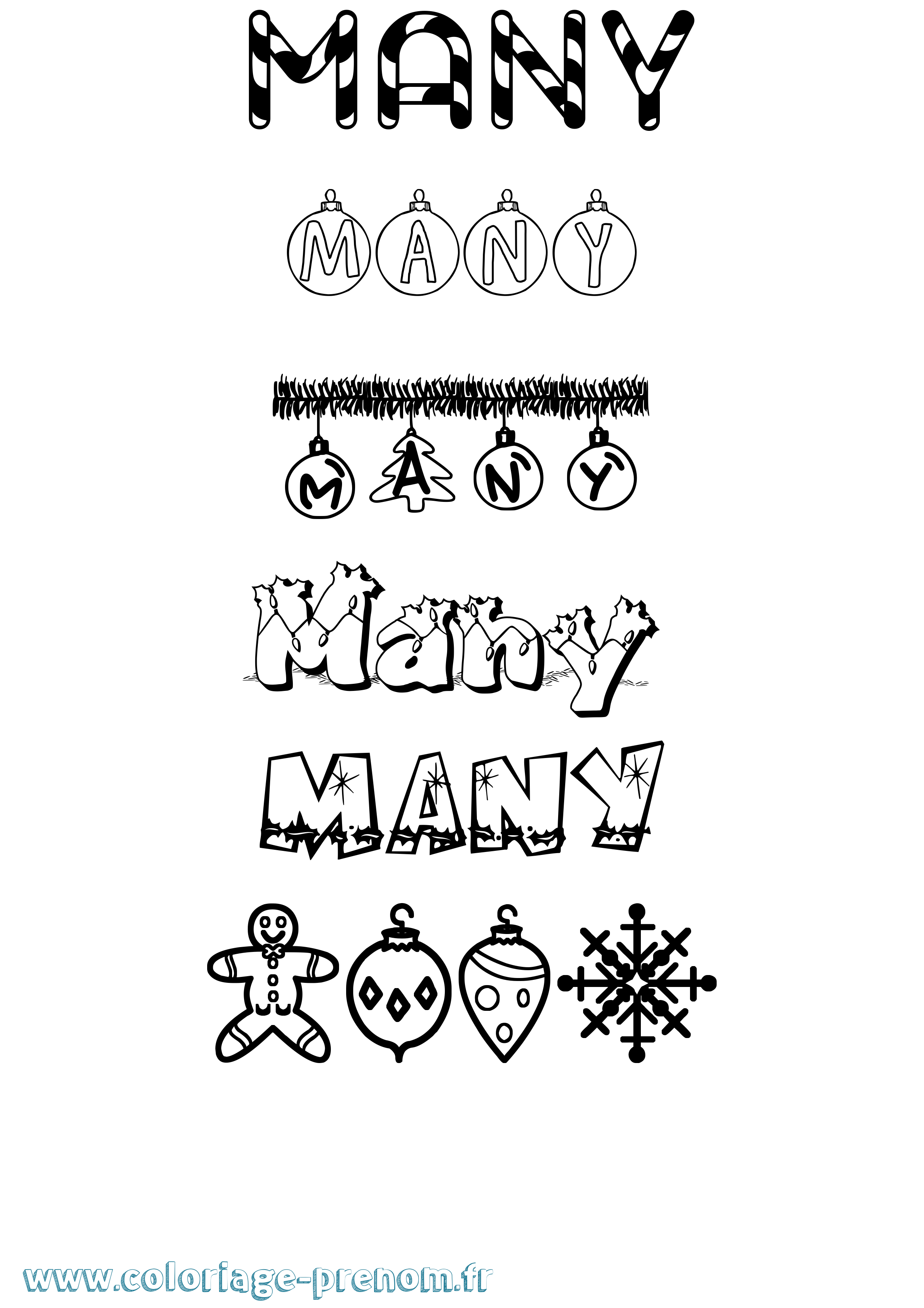 Coloriage Many Noël Coloriage prénom Many Noël