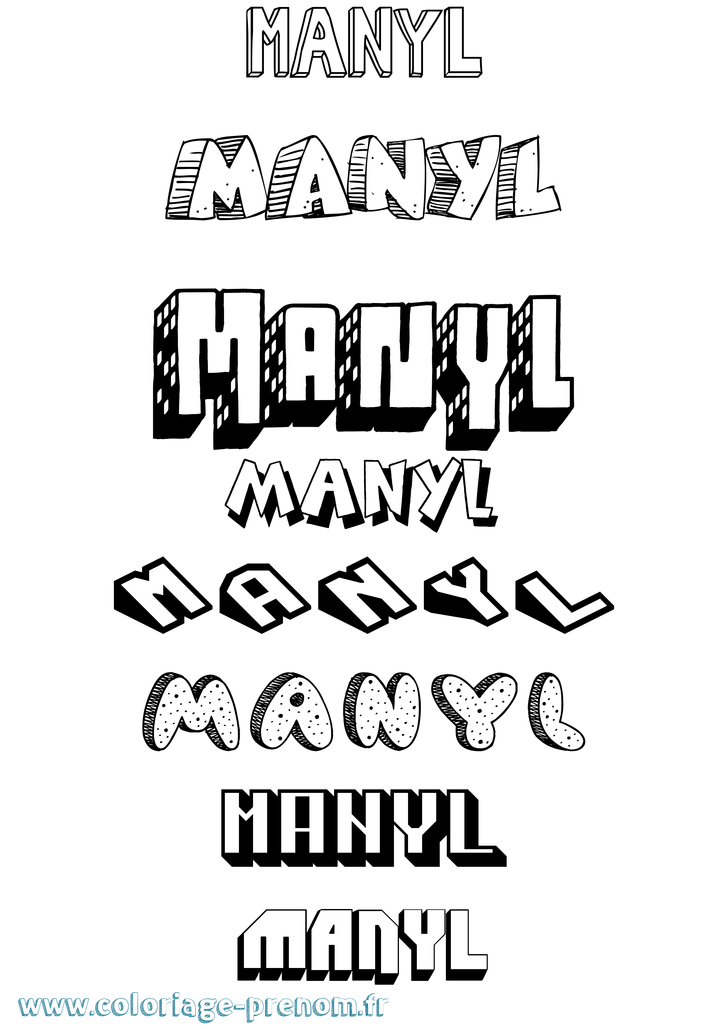 Coloriage Manyl Effet 3D Coloriage prénom Manyl Effet 3D