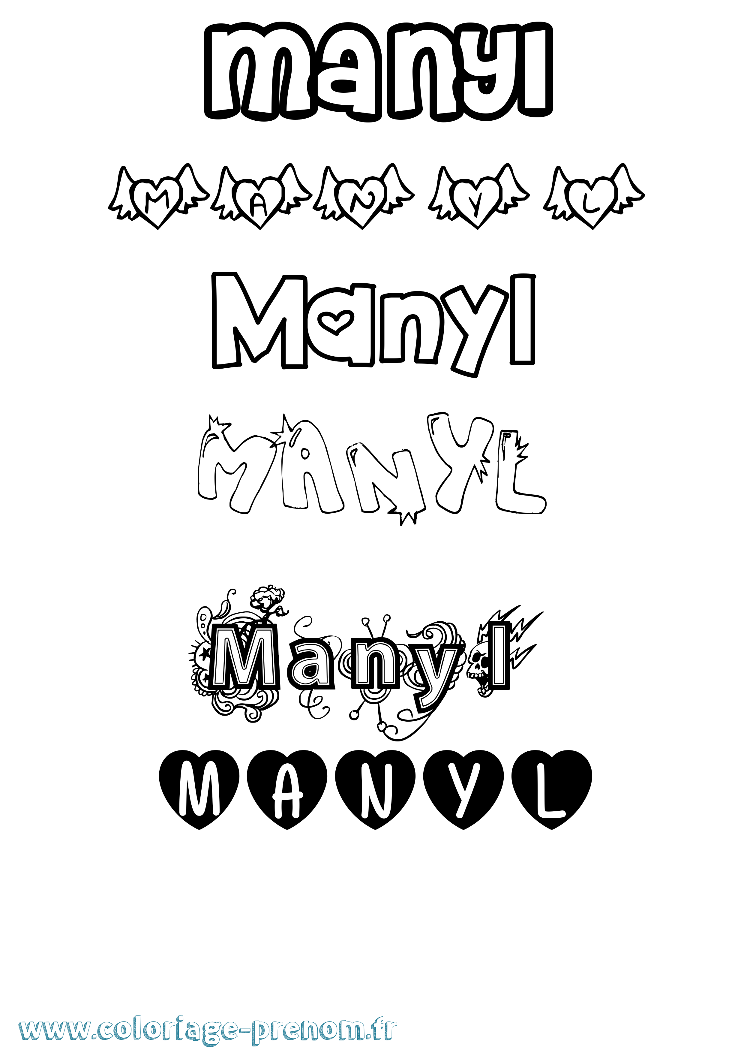 Coloriage Manyl Girly Coloriage prénom Manyl Girly
