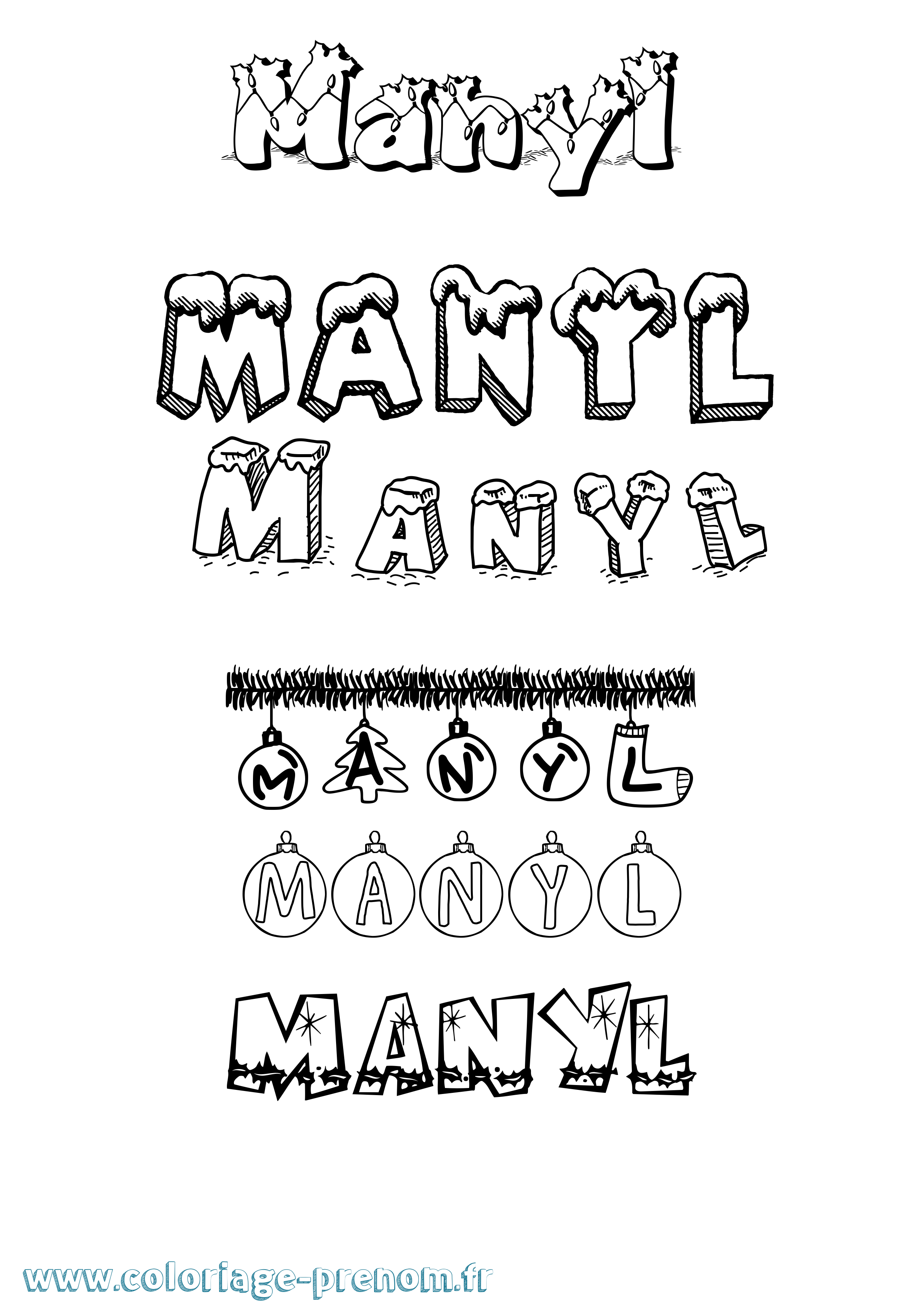 Coloriage Manyl Noël Coloriage prénom Manyl Noël