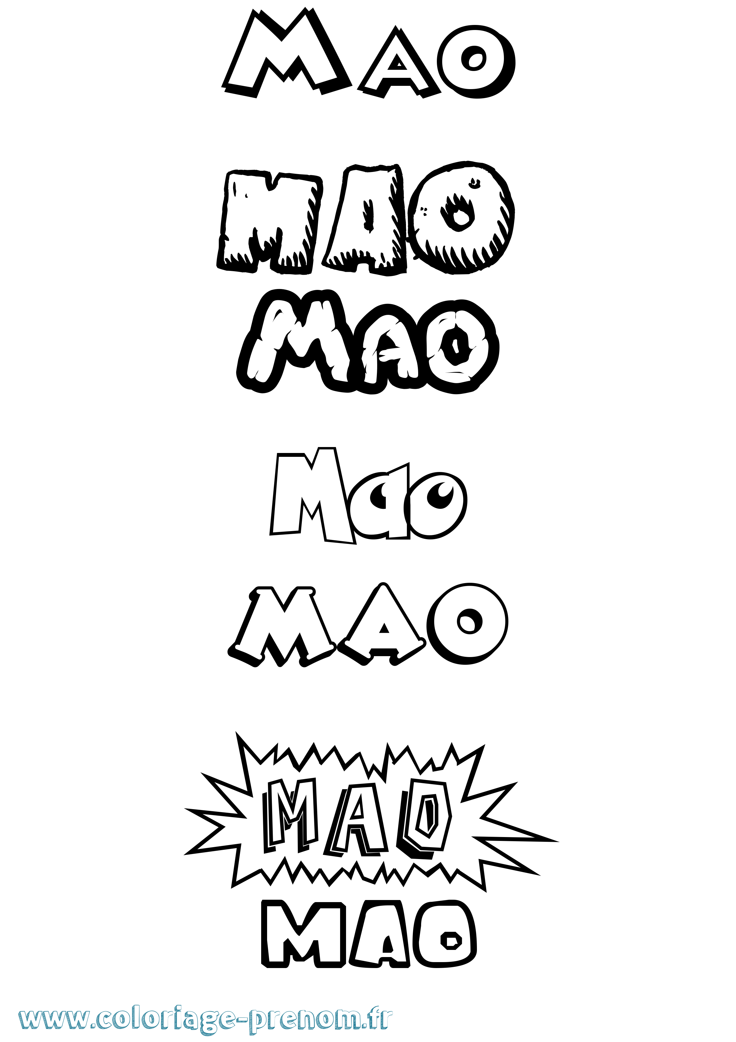 Coloriage Mao Dessin Animé Coloriage prénom Mao Dessin Animé
