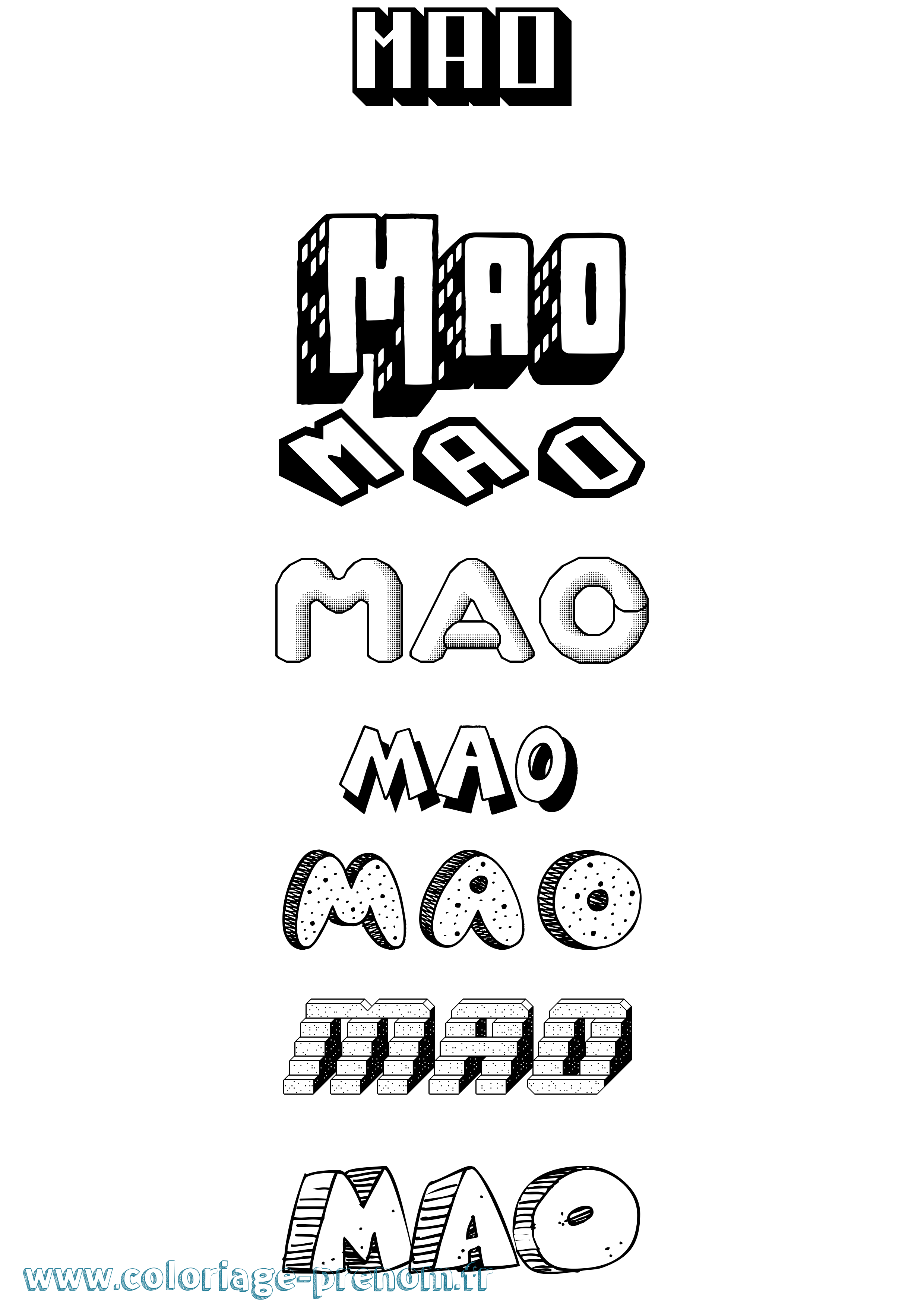 Coloriage Mao Effet 3D Coloriage prénom Mao Effet 3D