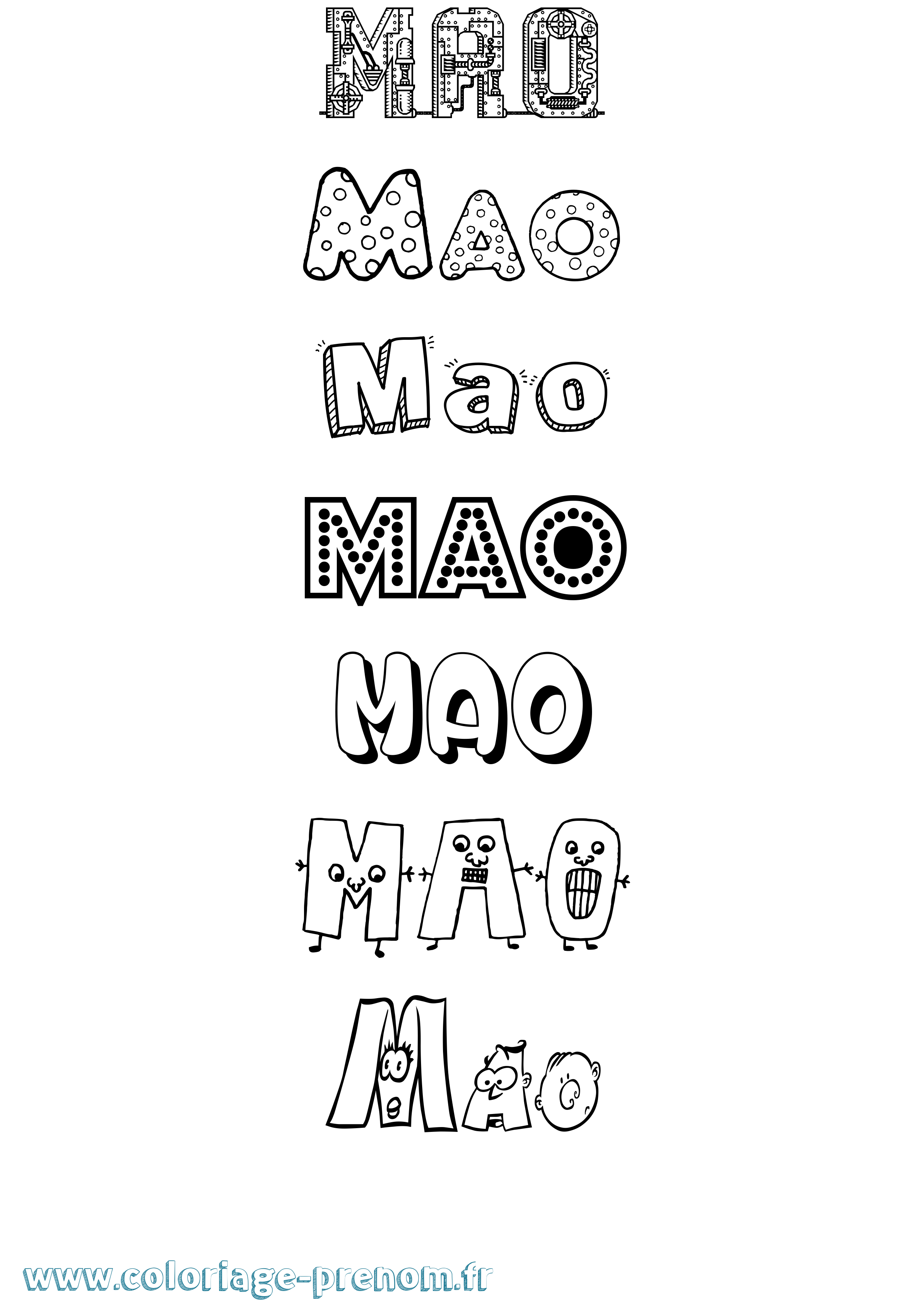 Coloriage Mao Fun Coloriage prénom Mao Fun