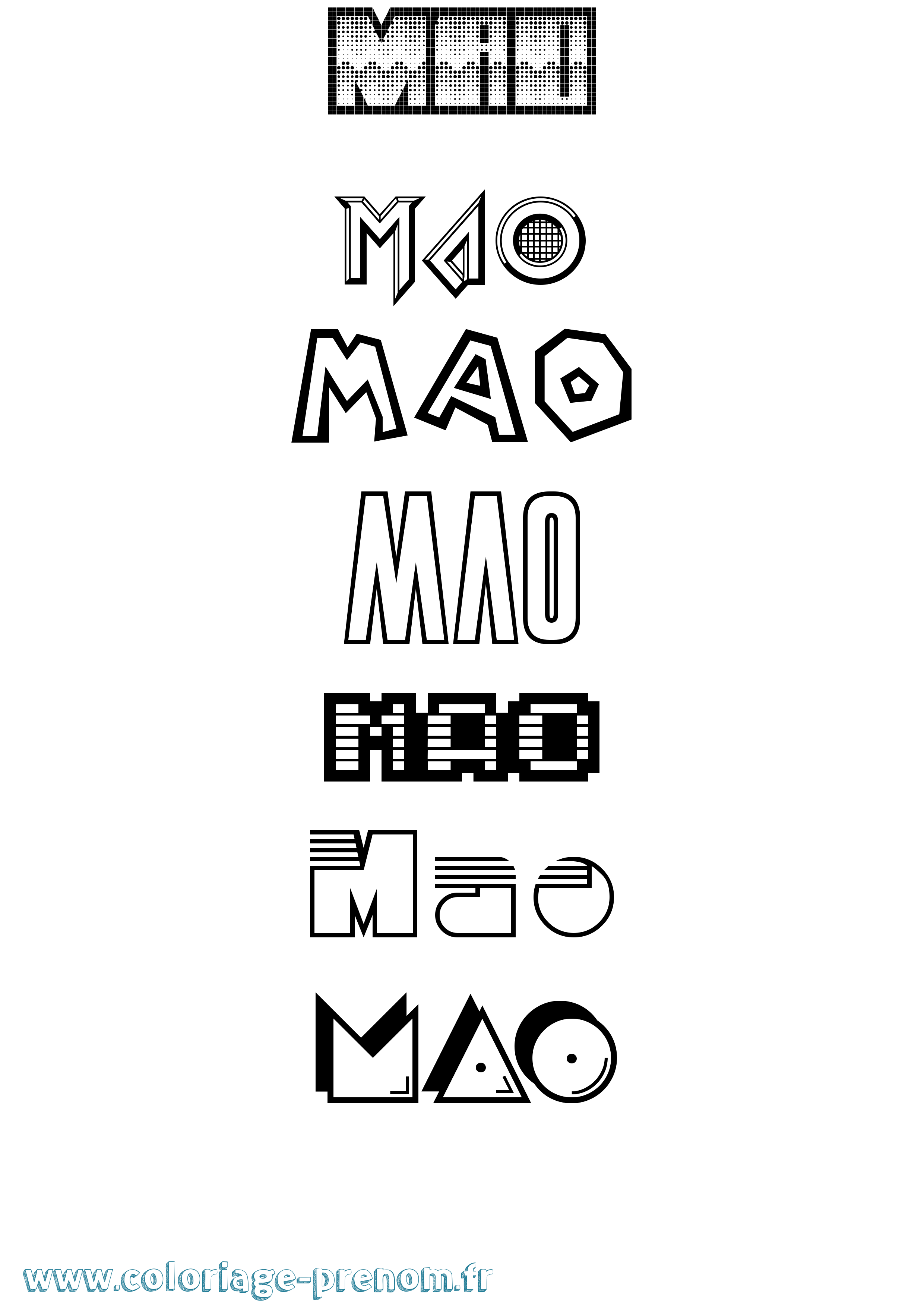 Coloriage Mao Jeux Vidéos Coloriage prénom Mao Jeux Vidéos