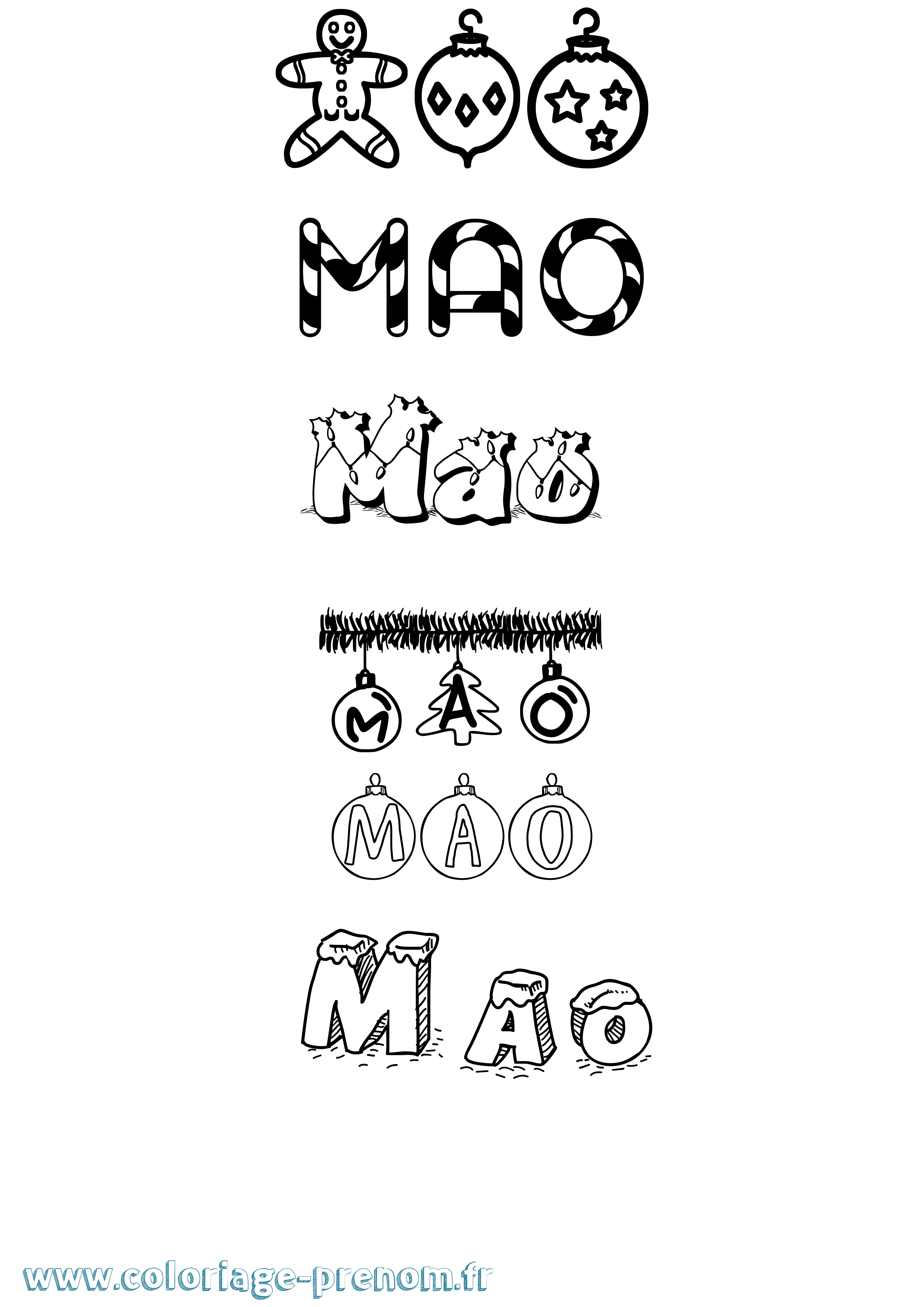 Coloriage Mao Noël Coloriage prénom Mao Noël