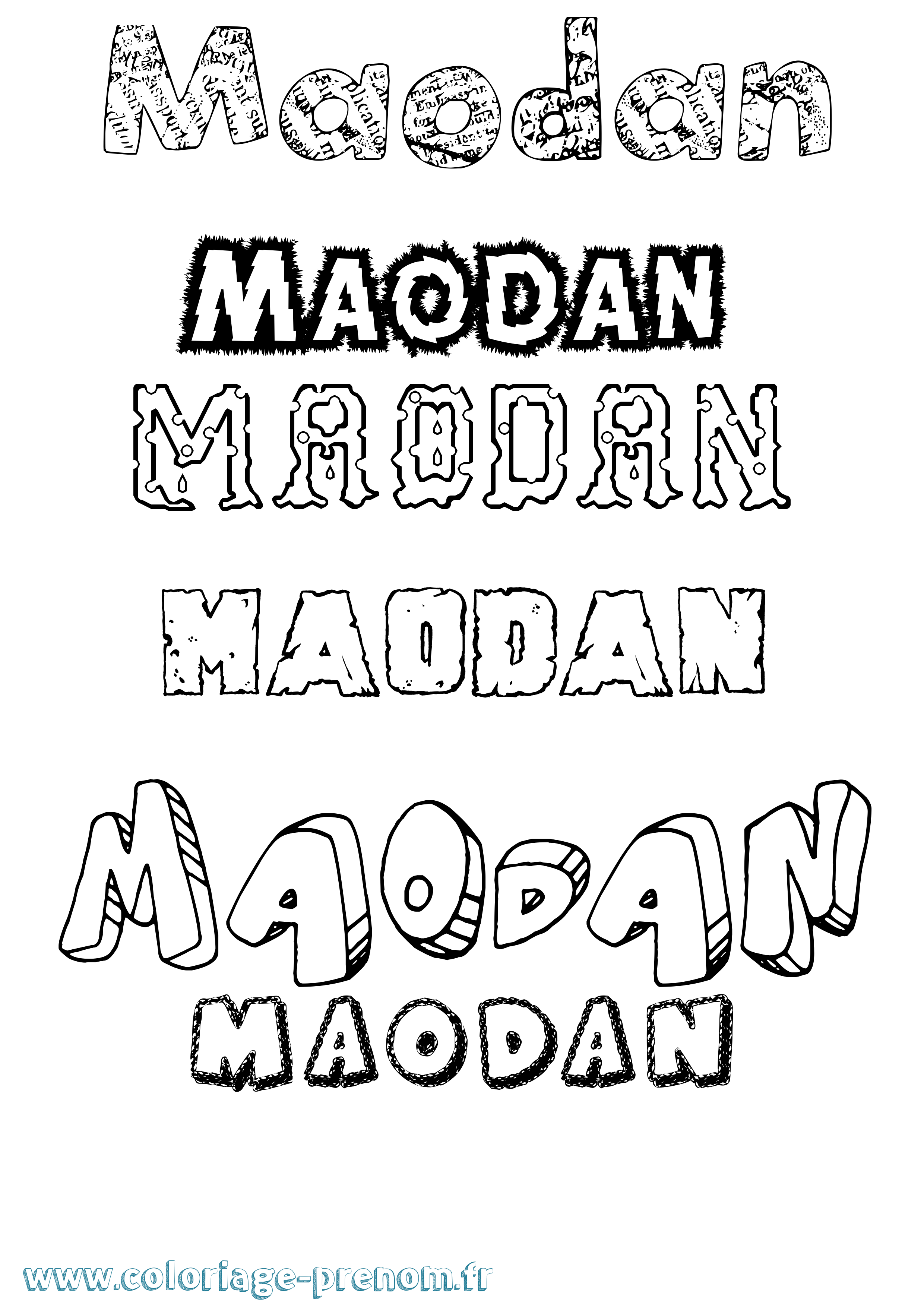 Coloriage Maodan Destructuré Coloriage prénom Maodan Destructuré