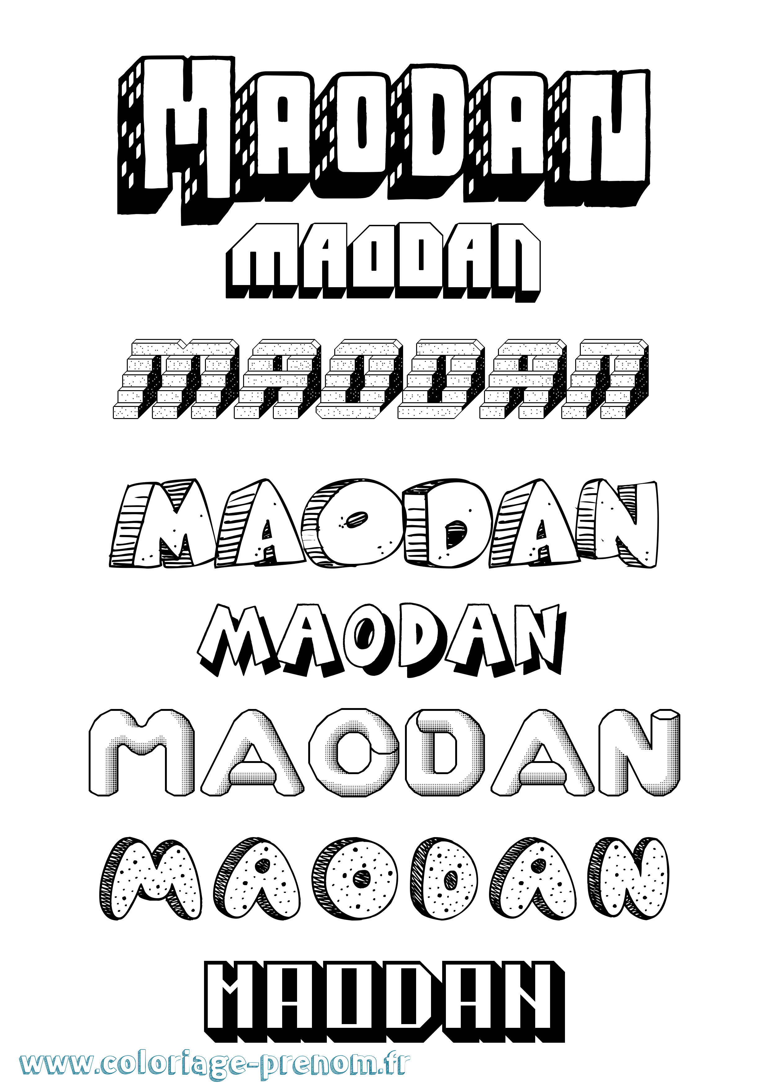 Coloriage Maodan Effet 3D Coloriage prénom Maodan Effet 3D