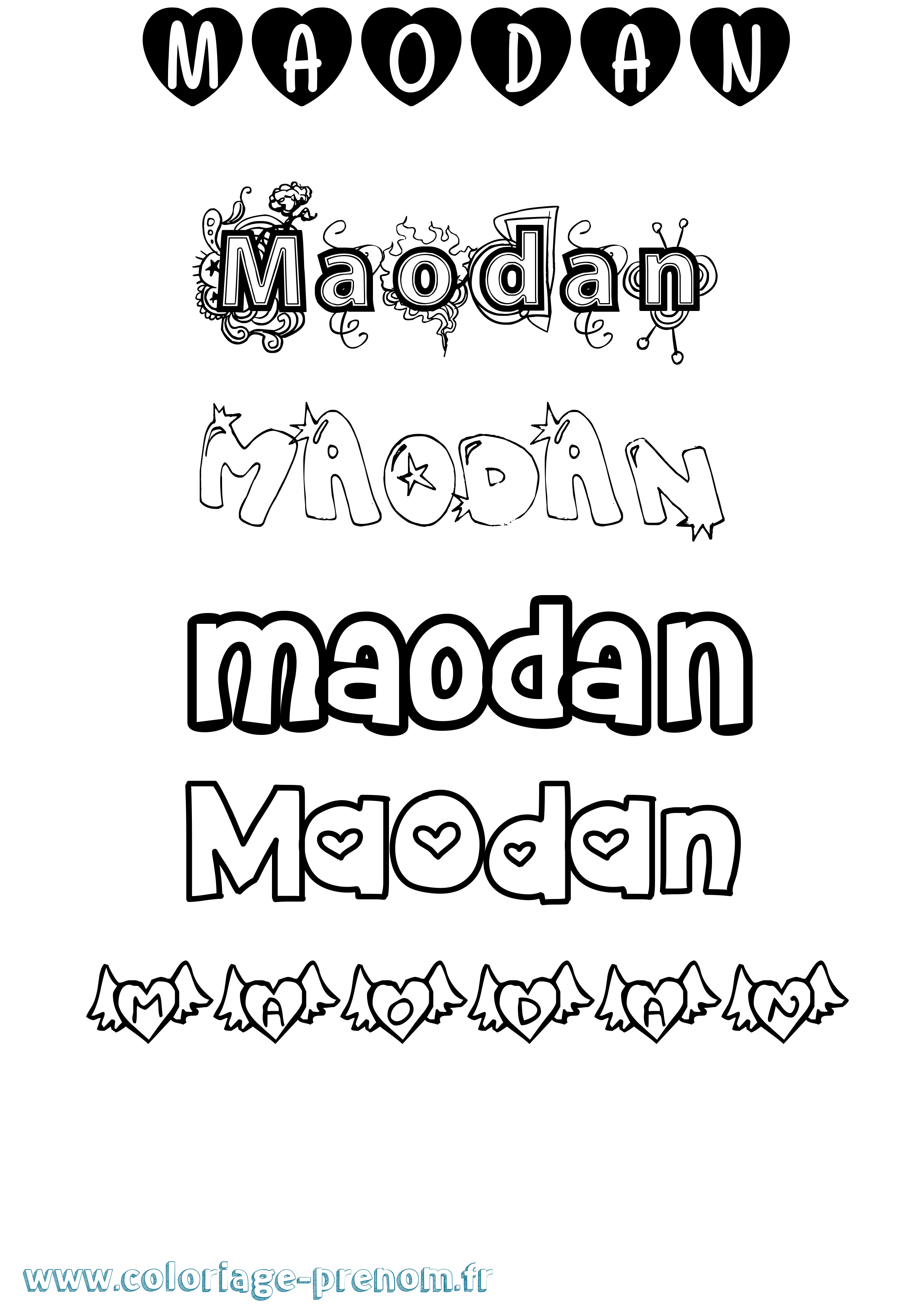 Coloriage Maodan Girly Coloriage prénom Maodan Girly
