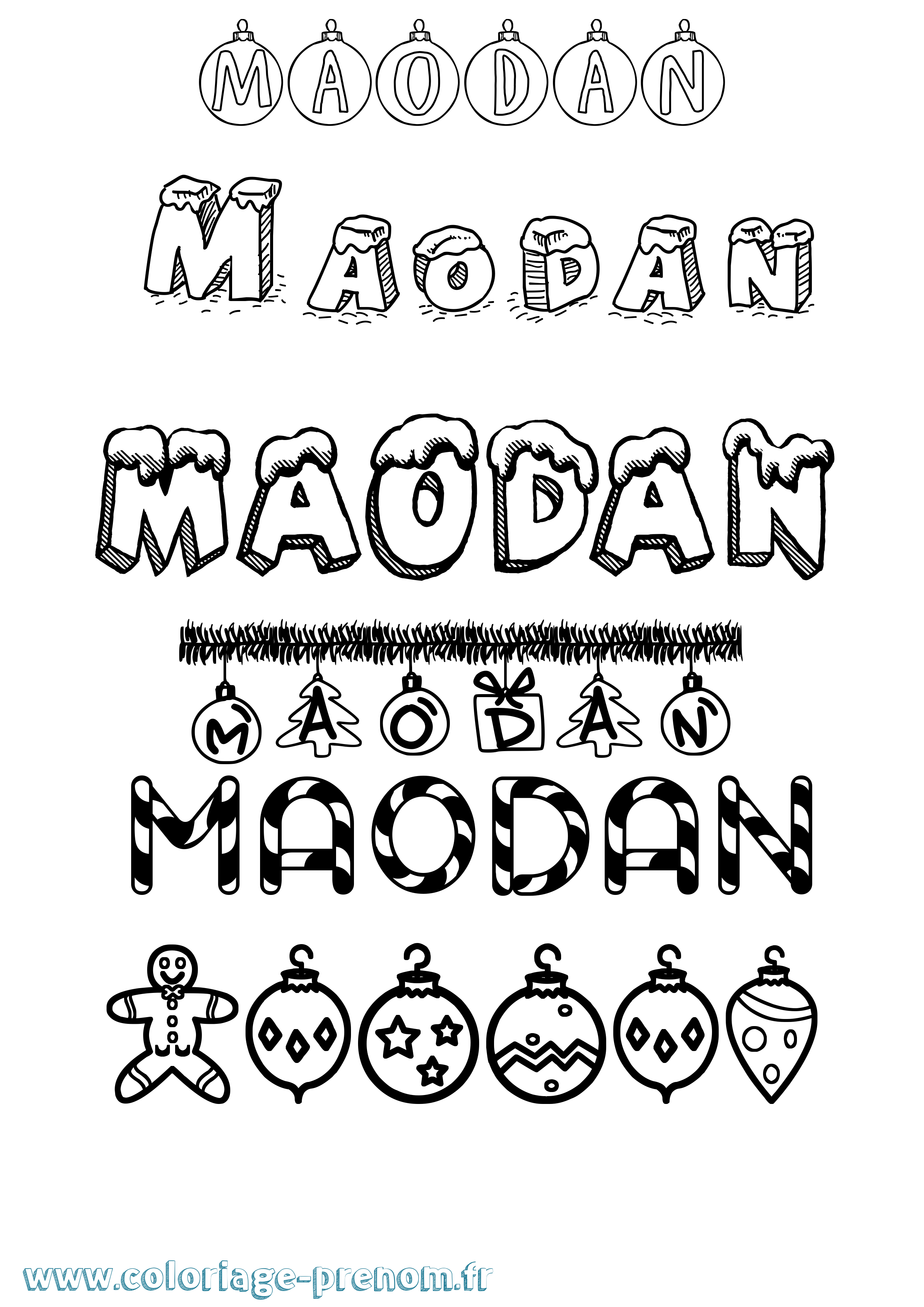 Coloriage Maodan Noël Coloriage prénom Maodan Noël