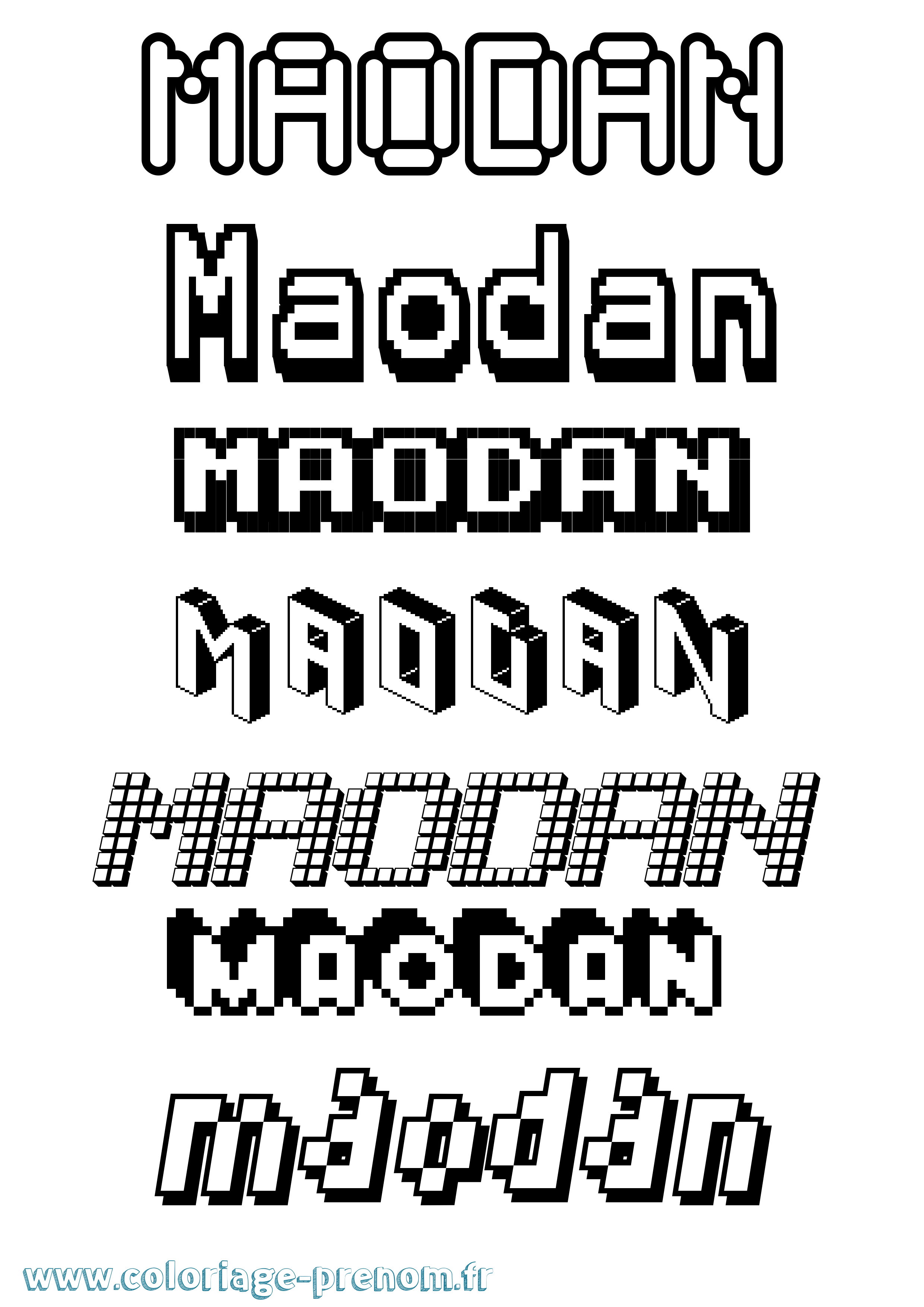 Coloriage Maodan Pixel Coloriage prénom Maodan Pixel